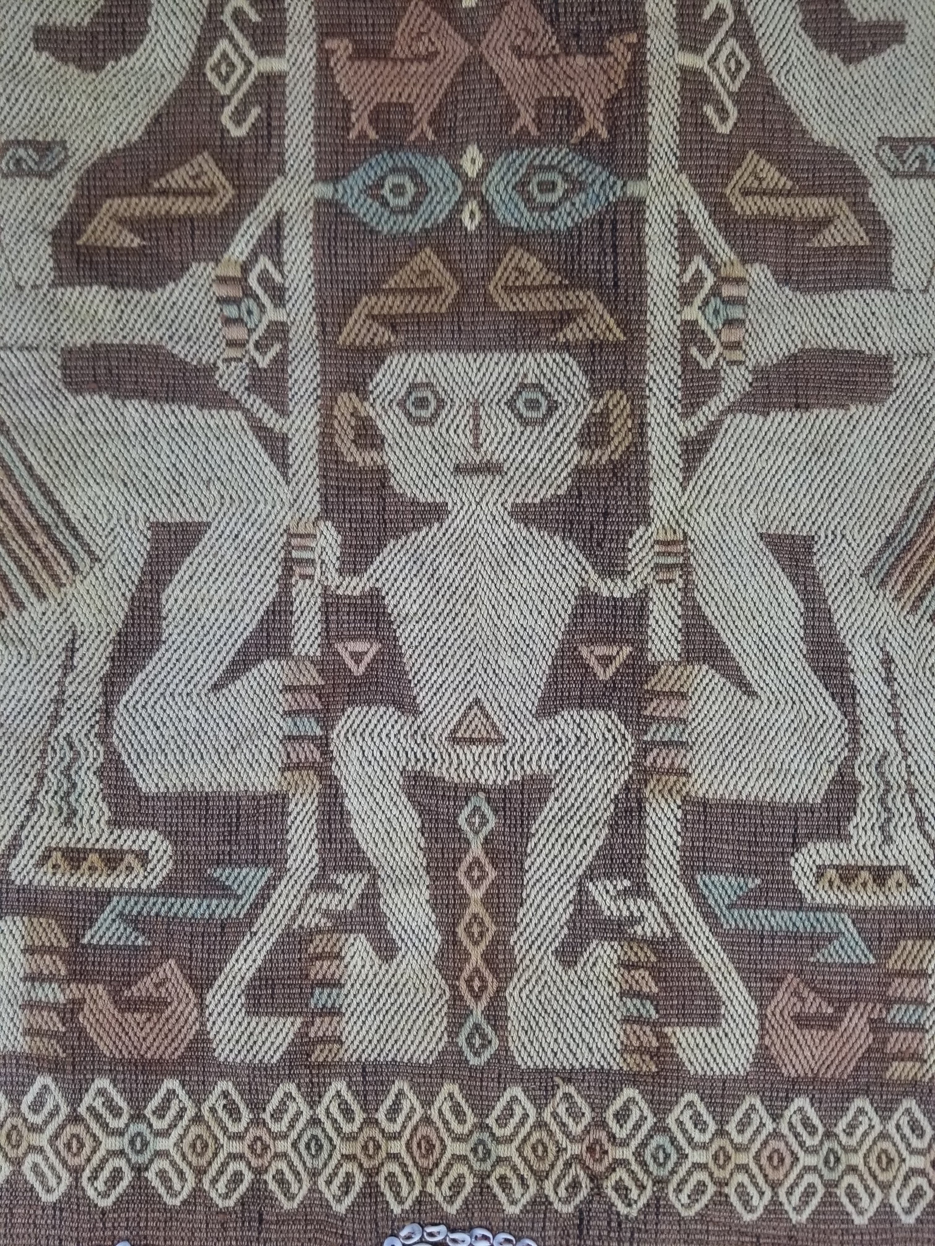 Vintage Indonesian Sumba Ikat Handwoven Figural Tapestry 142x148cm