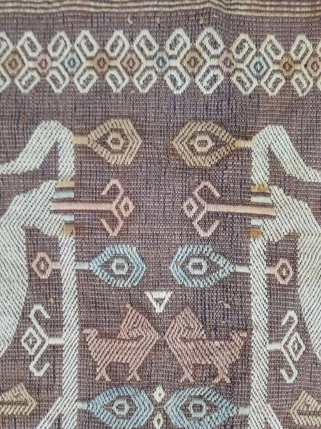 Vintage Indonesian Sumba Ikat Handwoven Figural Tapestry 142x148cm