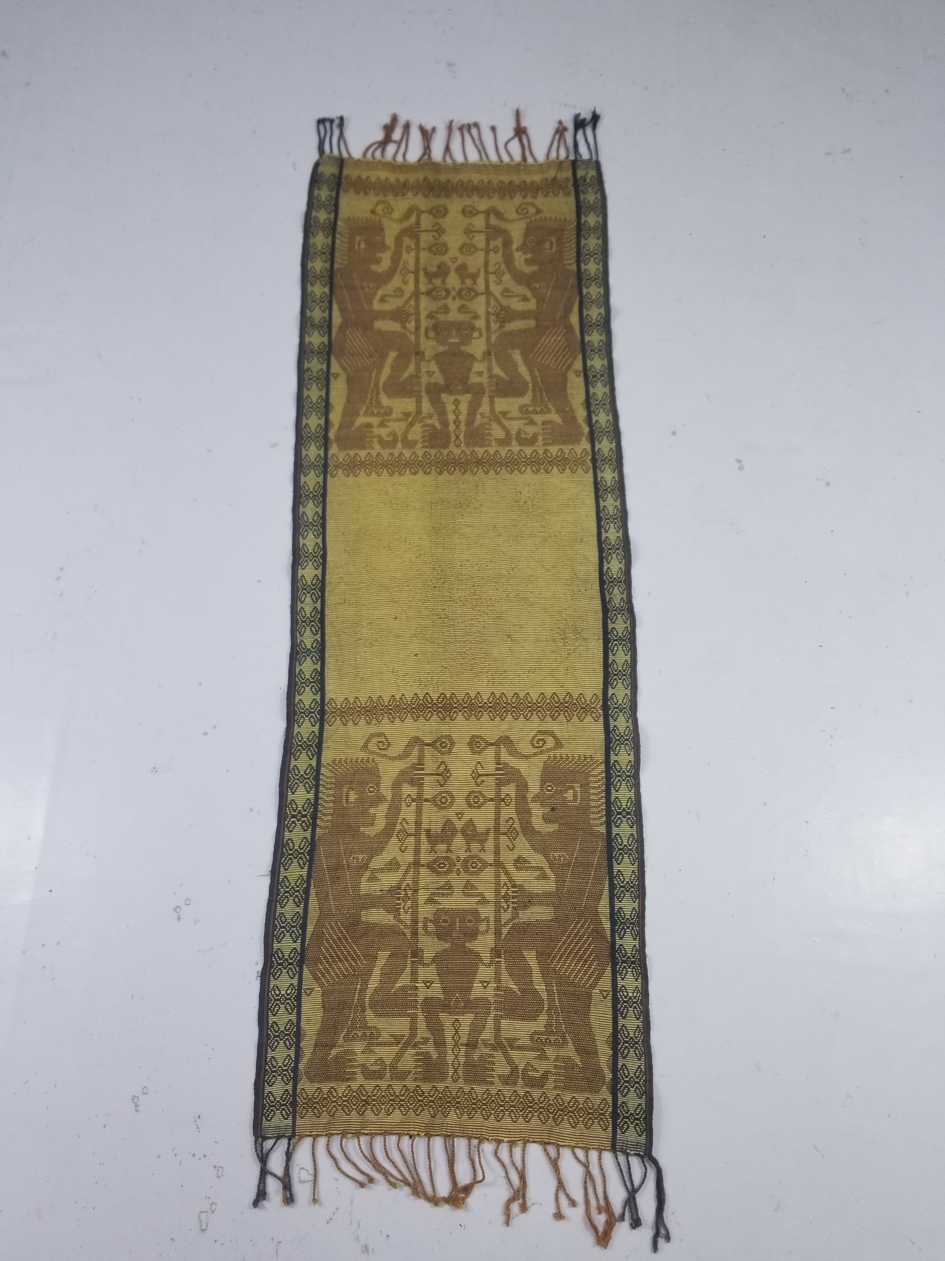Vintage Indonesian Sumba Ikat Handwoven Figural Tapestry 142x148cm