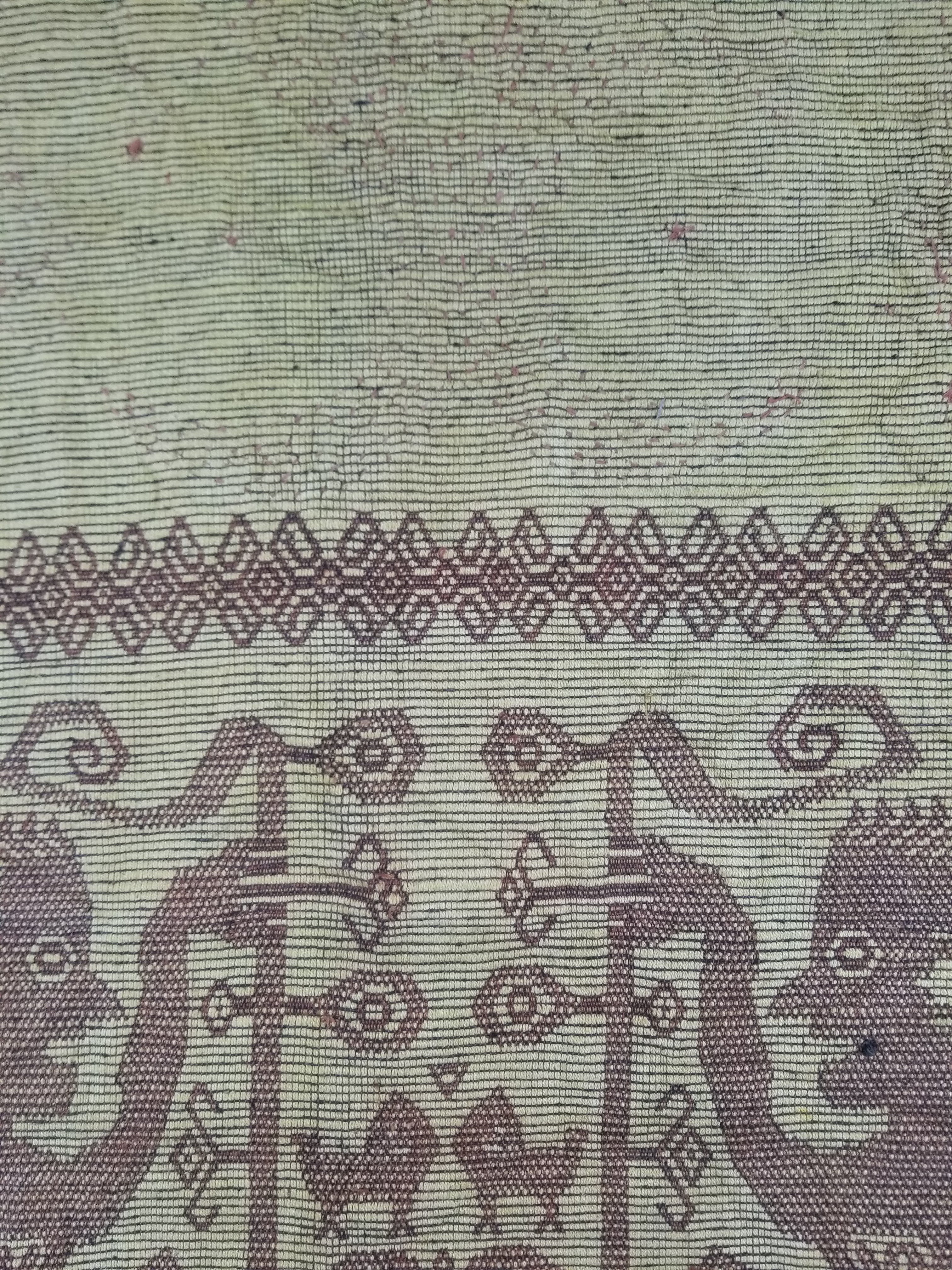 Vintage Indonesian Sumba Ikat Handwoven Figural Tapestry 142x148cm