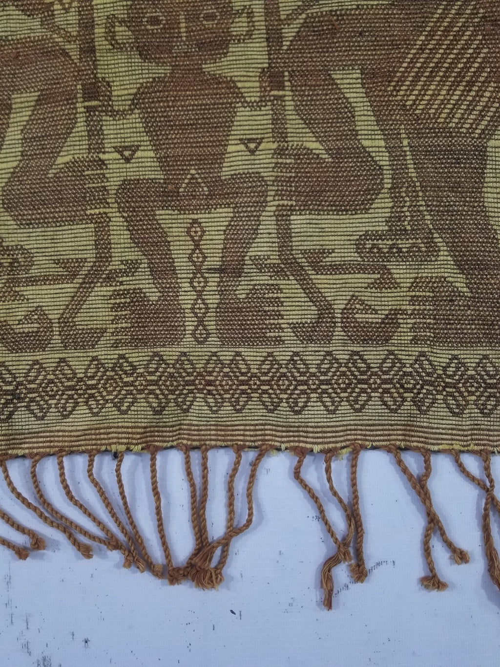 Vintage Indonesian Sumba Ikat Handwoven Figural Tapestry 142x148cm