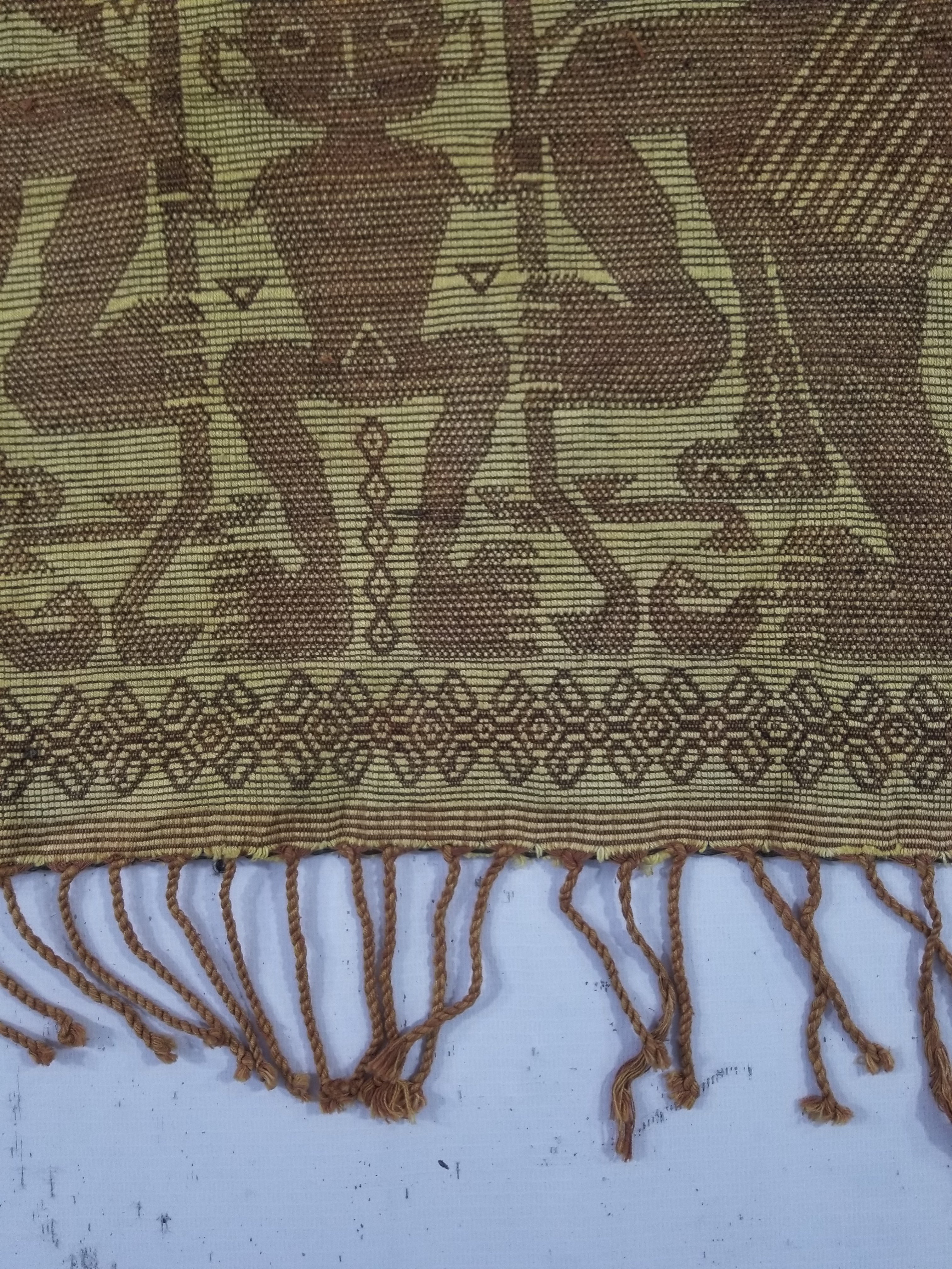 Vintage Indonesian Sumba Ikat Handwoven Figural Tapestry 142x148cm