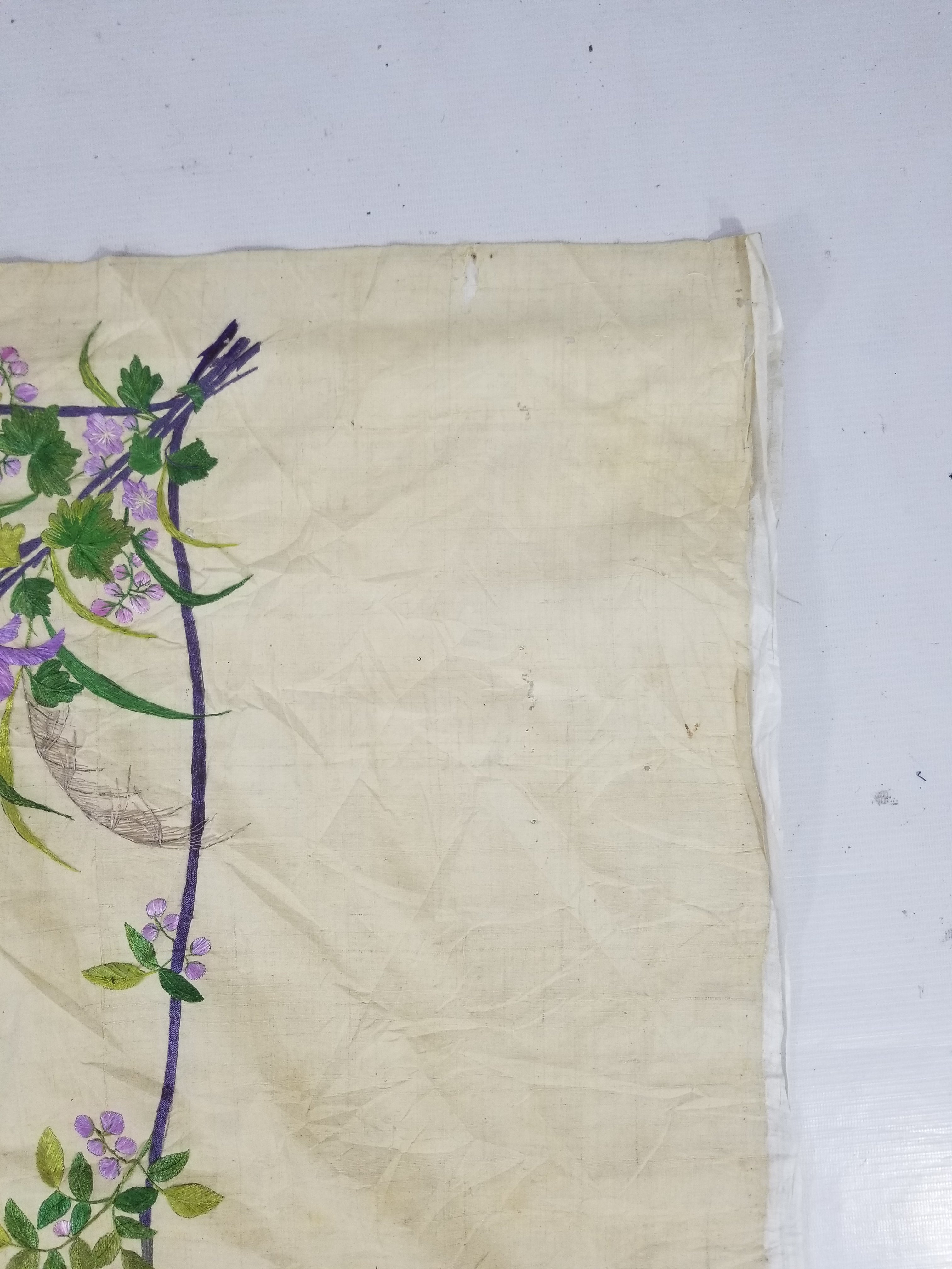 Vintage Chinese Peacock & Bamboo Silk Embroidered Decorative Panel 176x153cm