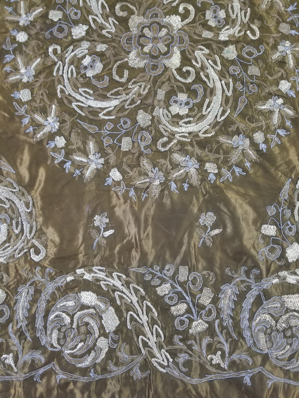 Antique Ottoman Floral Medallion Embroidered Silk Tapestry 118x114cm