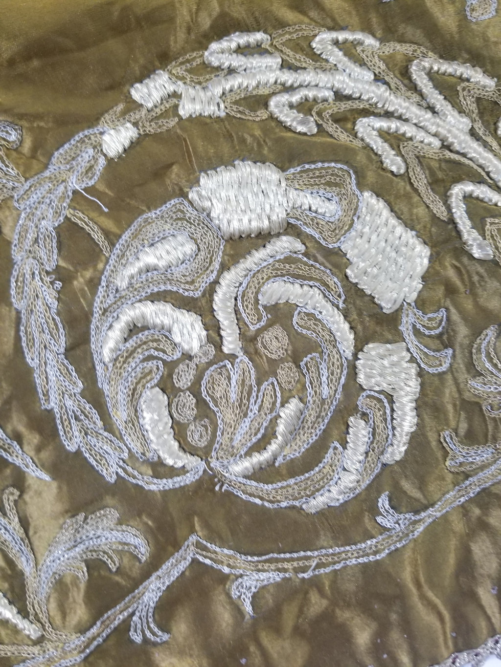 Antique Ottoman Floral Medallion Embroidered Silk Tapestry 118x114cm
