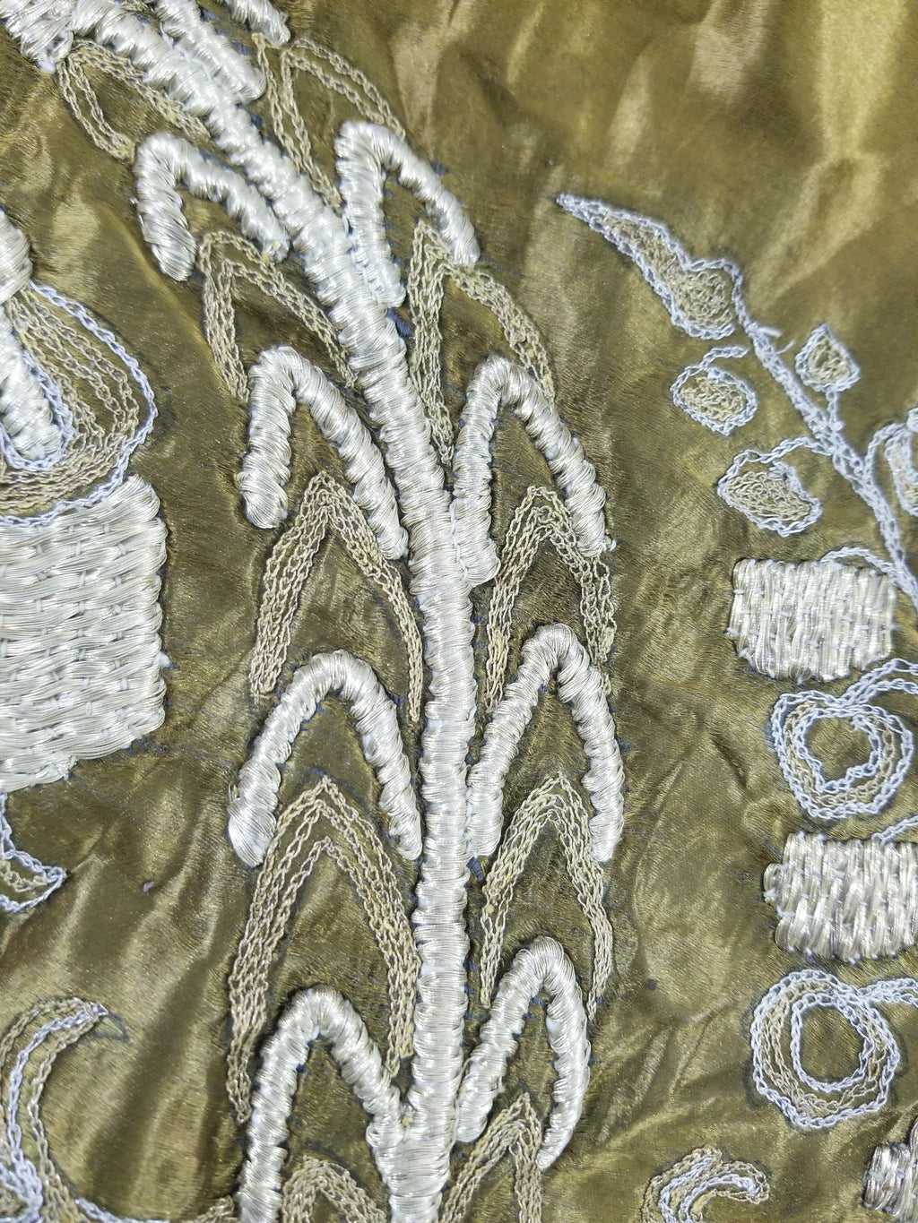 Antique Ottoman Floral Medallion Embroidered Silk Tapestry 118x114cm