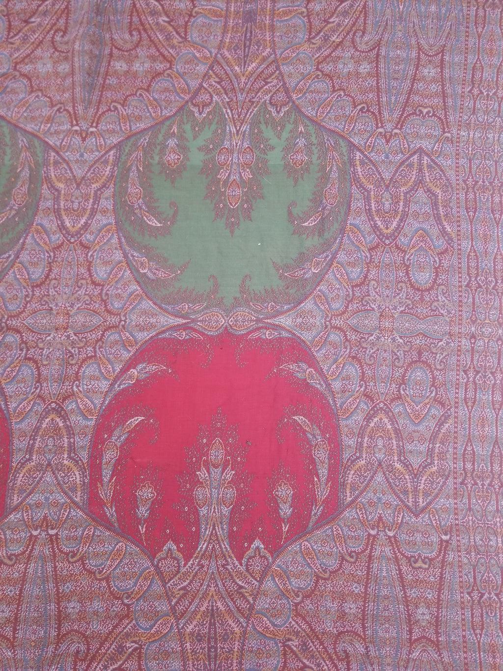 Antique Kashmiri Jaquard Woven Paisley Wool Shawl 310x150cm