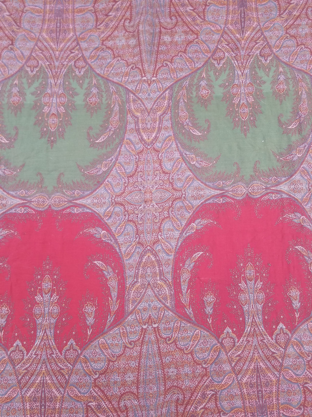 Antique Kashmiri Jaquard Woven Paisley Wool Shawl 310x150cm