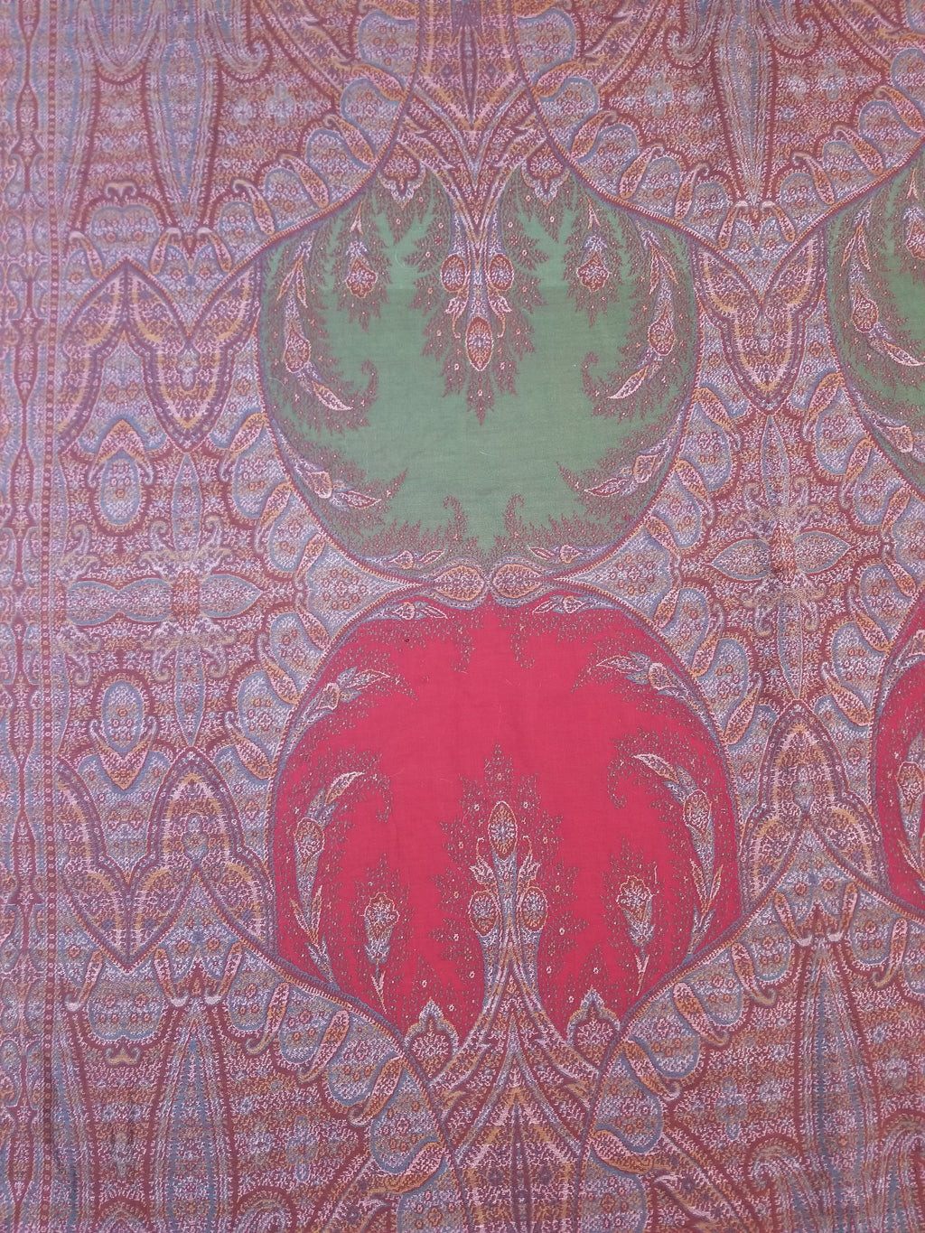 Antique Kashmiri Jaquard Woven Paisley Wool Shawl 310x150cm