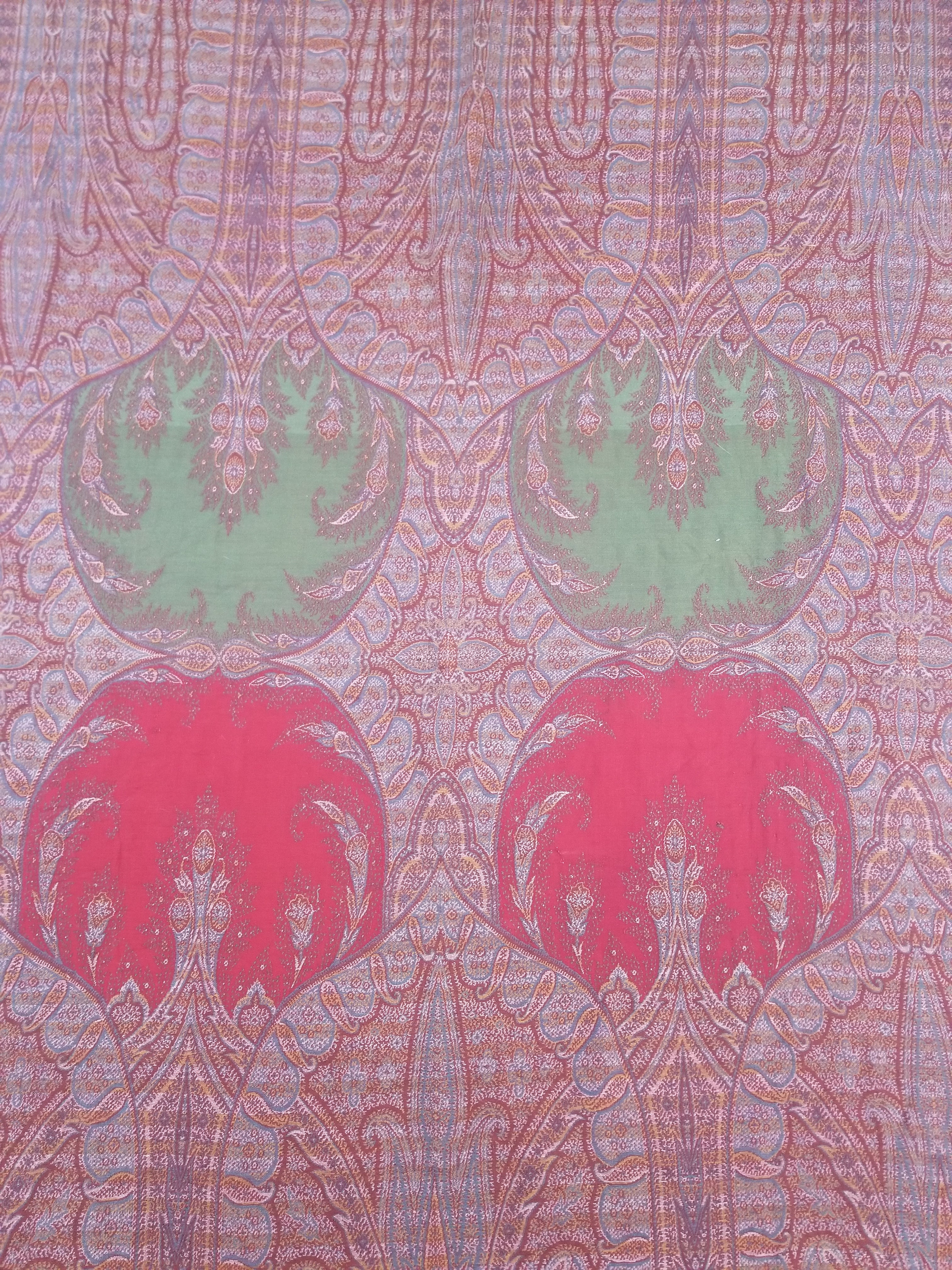 Antique Kashmiri Jaquard Woven Paisley Wool Shawl 310x150cm