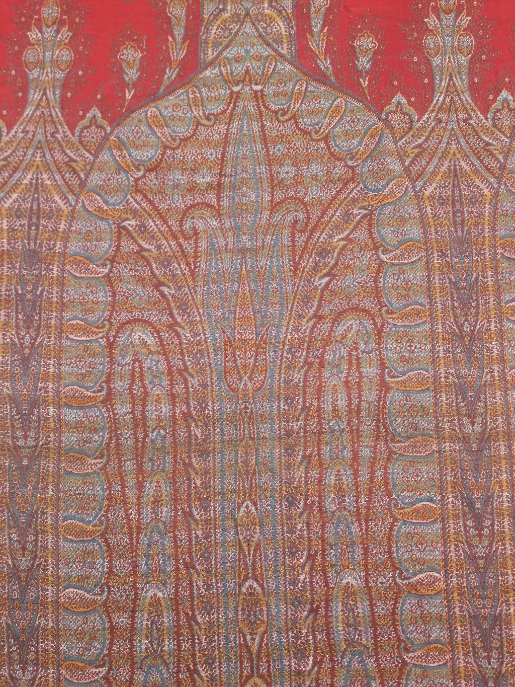 Antique Kashmiri Jaquard Woven Paisley Wool Shawl 310x150cm