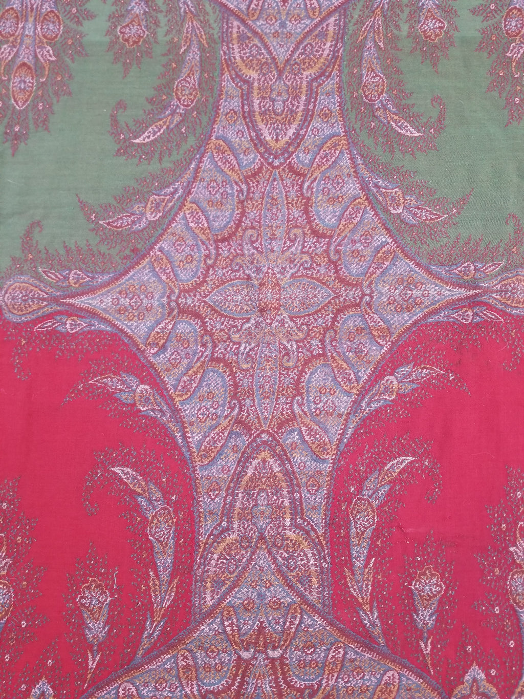 Antique Kashmiri Jaquard Woven Paisley Wool Shawl 310x150cm