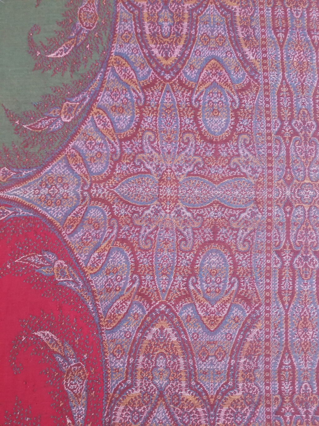 Antique Kashmiri Jaquard Woven Paisley Wool Shawl 310x150cm