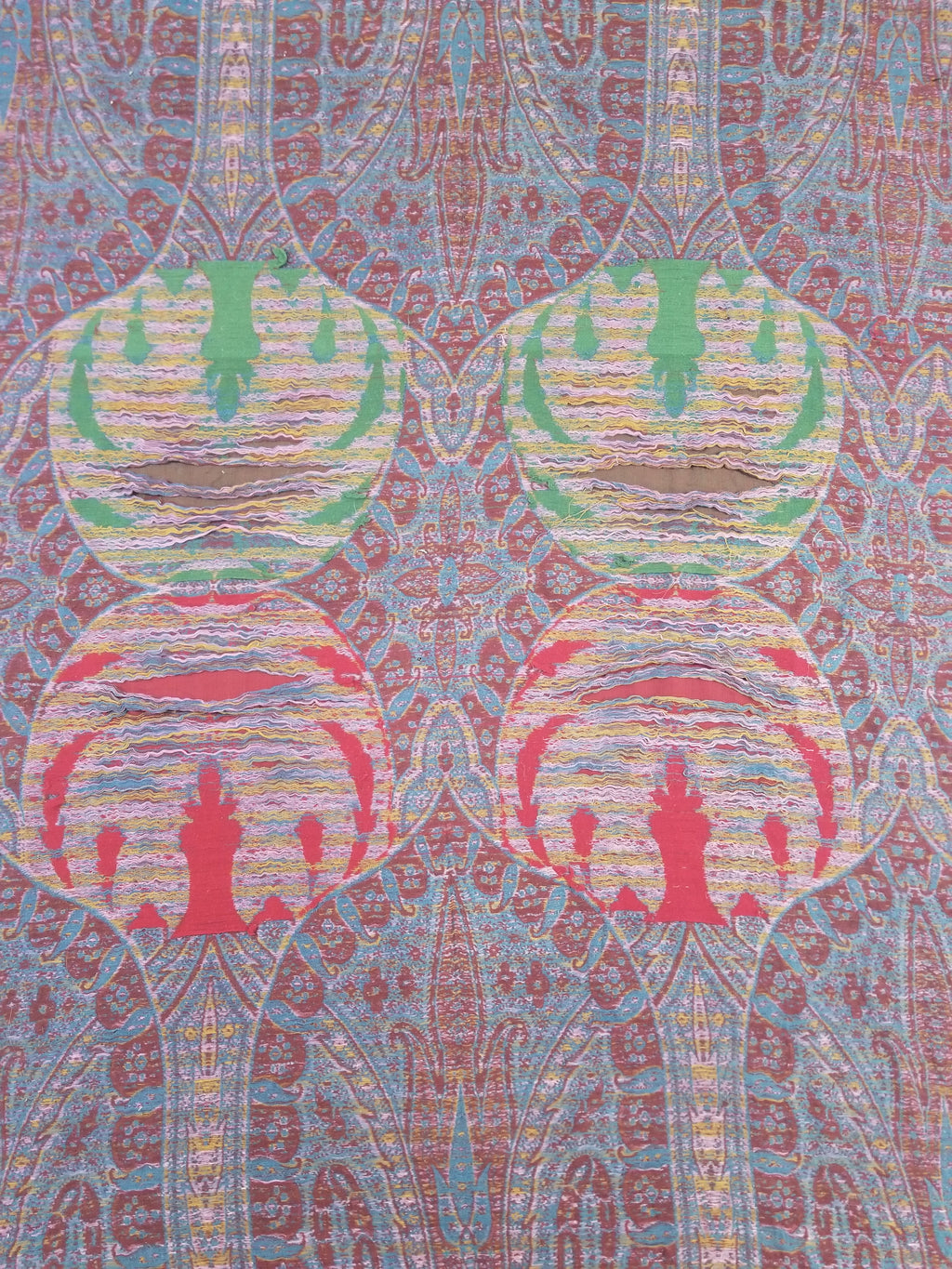 Antique Kashmiri Jaquard Woven Paisley Wool Shawl 310x150cm