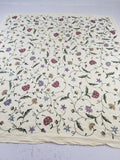 Vintage Traditional Kashmiri Crewel Embroidered Floral Bedspread 242x220cm