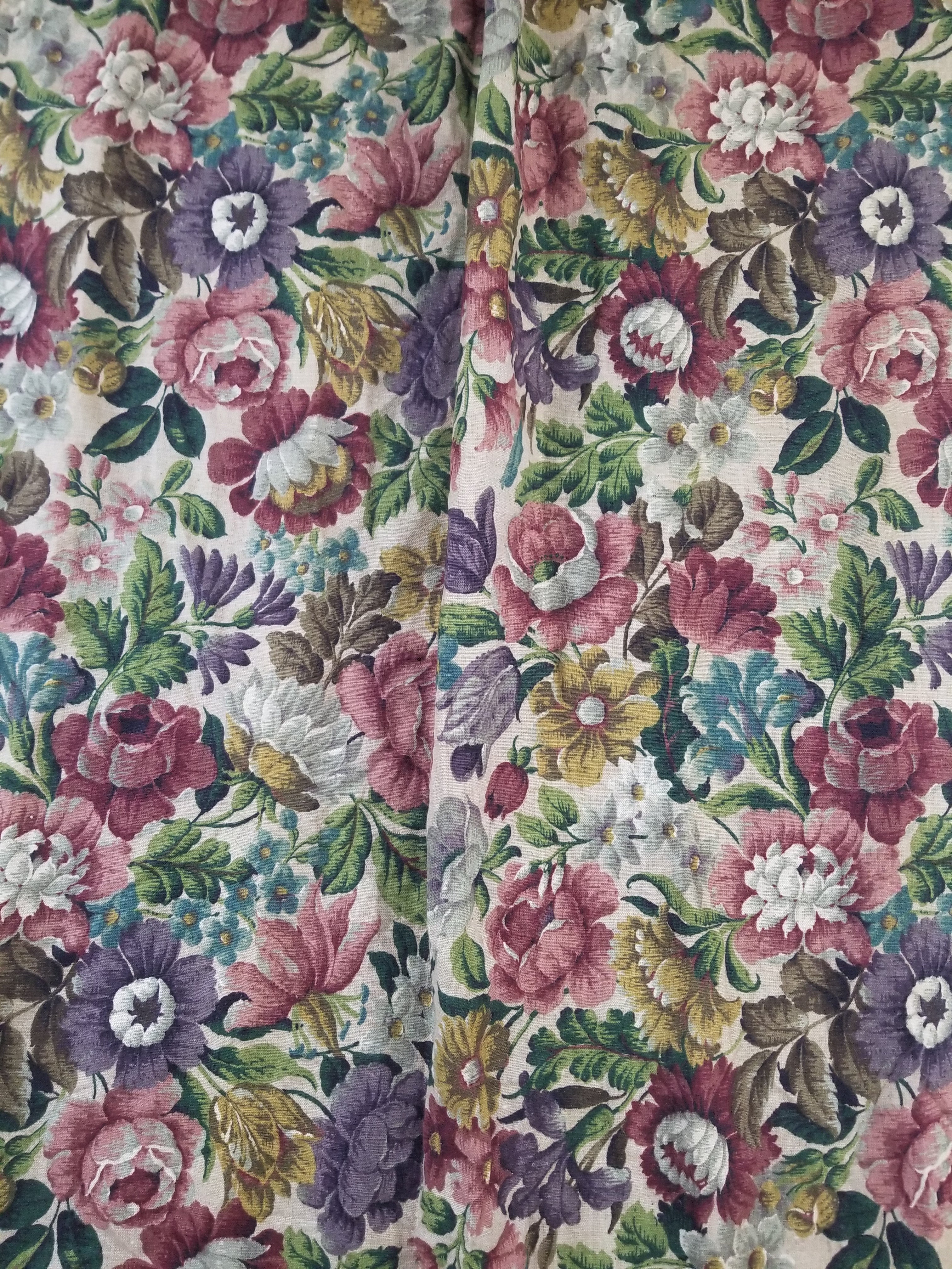 Vintage Traditional European Floral Printed Curtain Panel 225x110cm