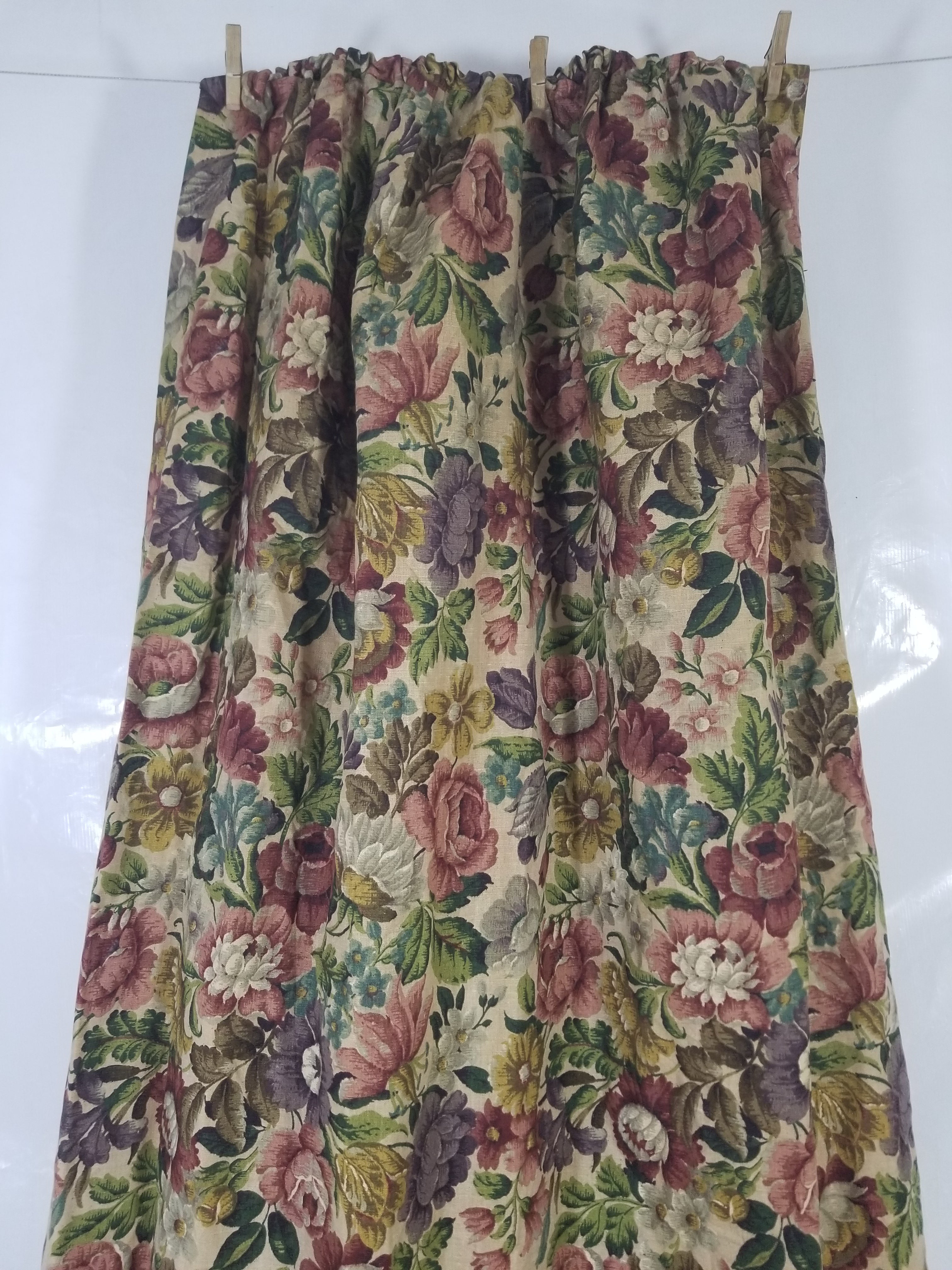 Vintage Traditional European Floral Printed Curtain Panel 225x110cm