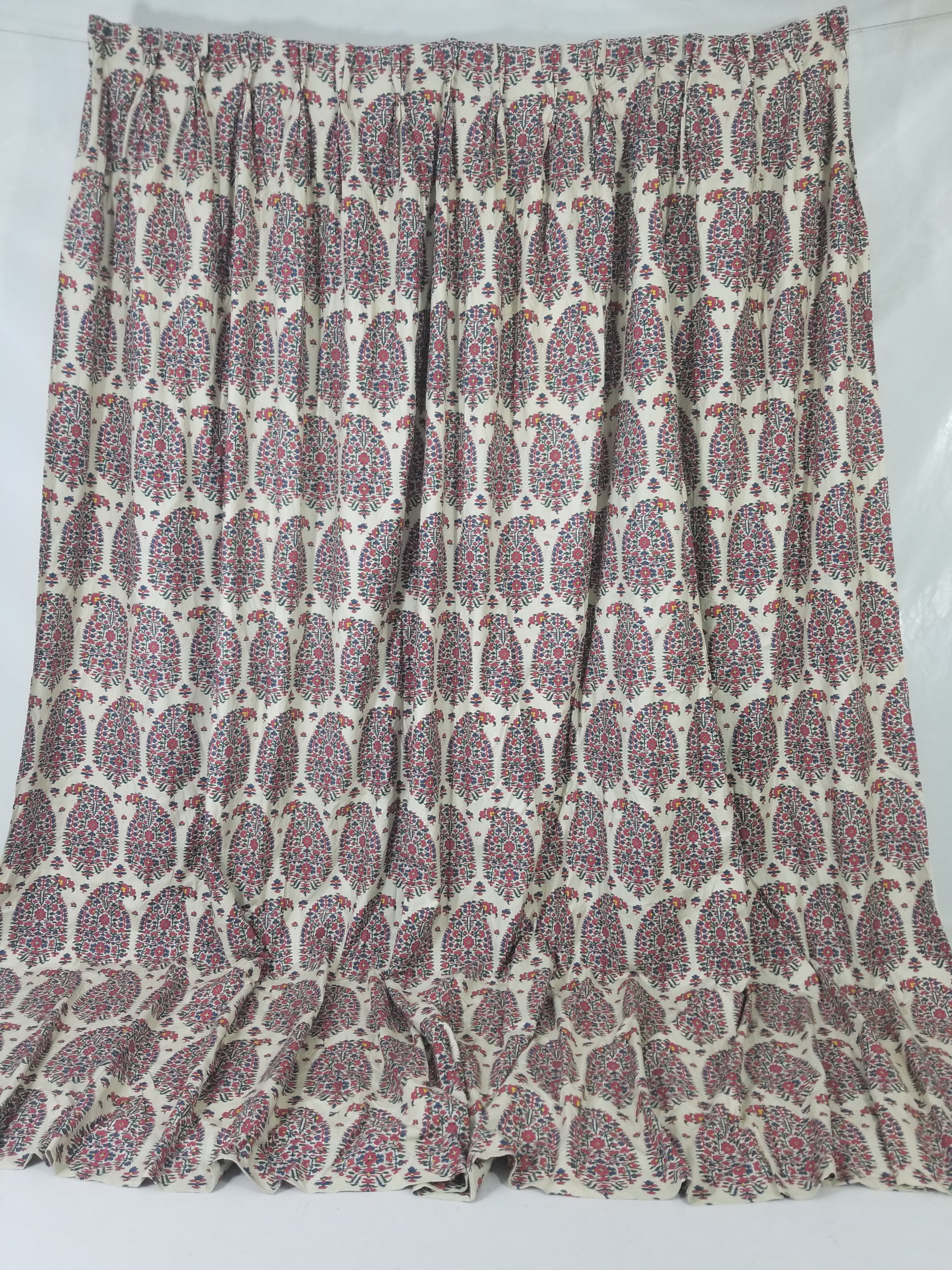 Vintage Traditional Indian Style Paisley Printed Curtain Panel 315x290cm