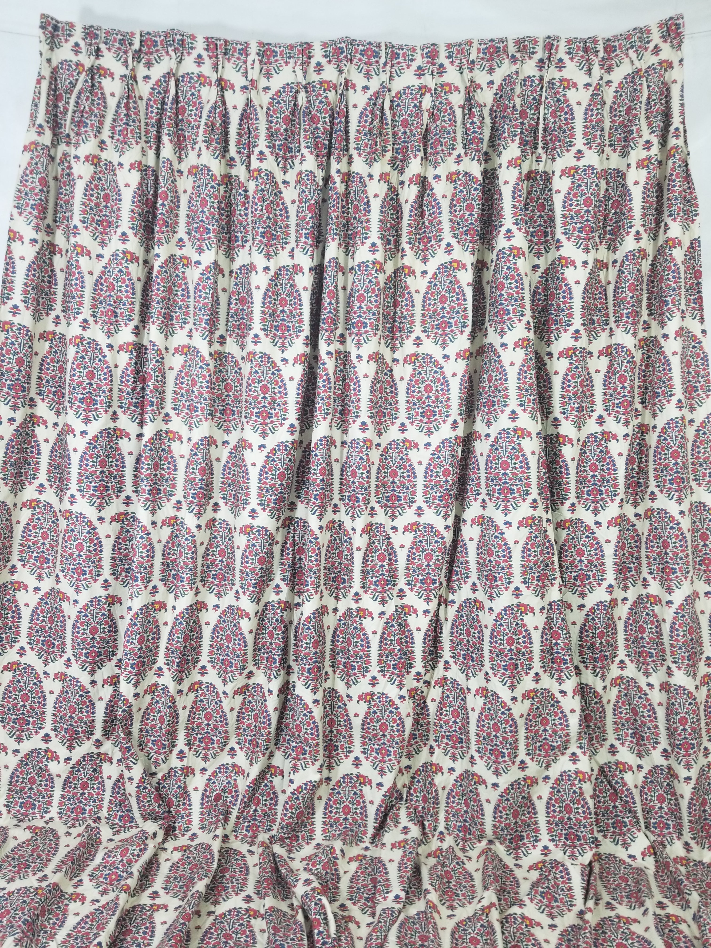Vintage Traditional Indian Style Paisley Printed Curtain Panel 315x290cm