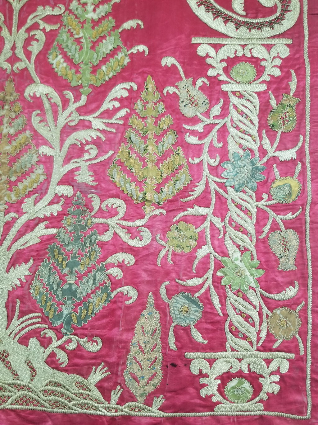 Antique Ottoman Gold Thread Embroidered Tree of Life Tapestry 190x124cm