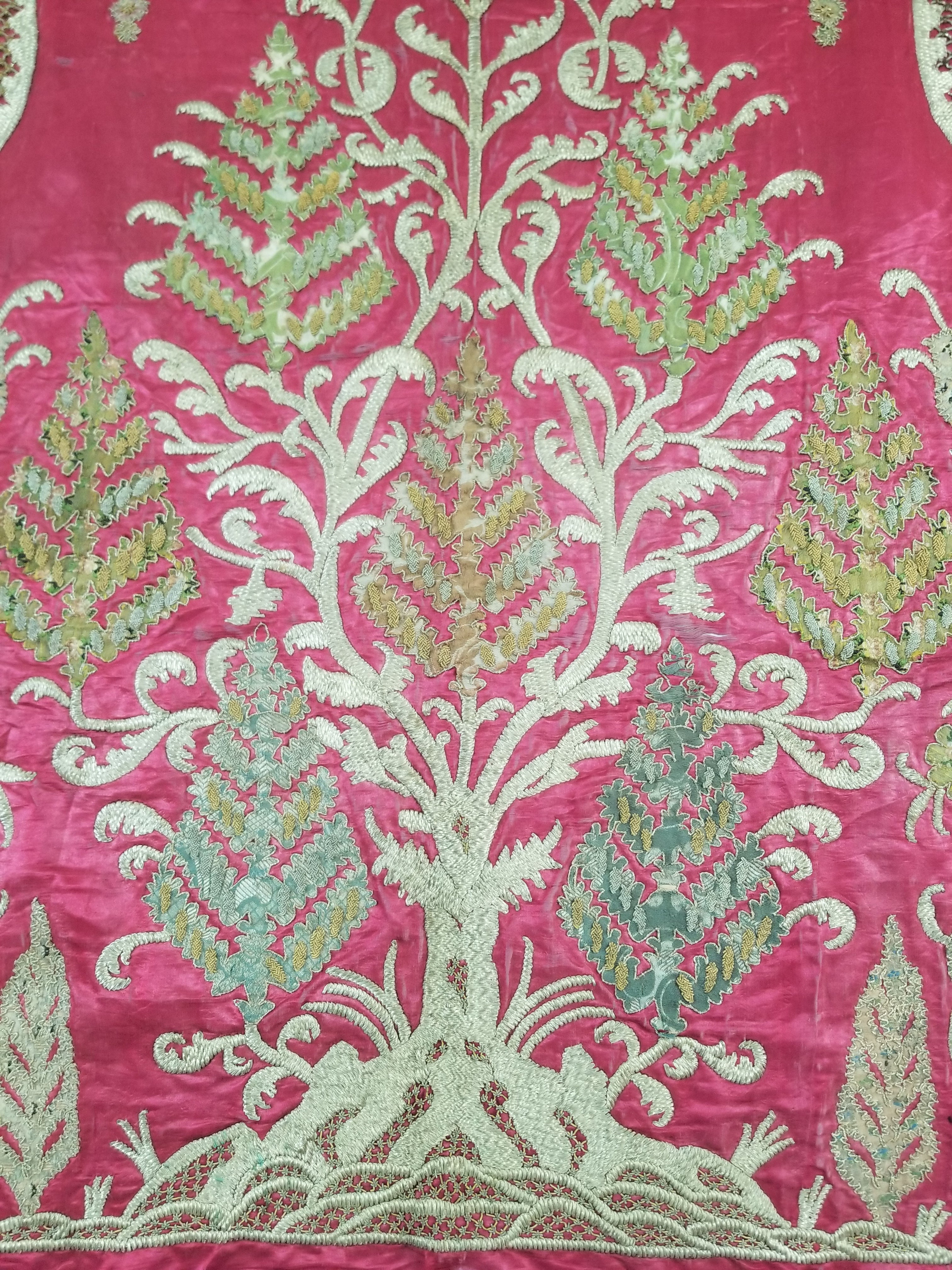 Antique Ottoman Gold Thread Embroidered Tree of Life Tapestry 190x124cm