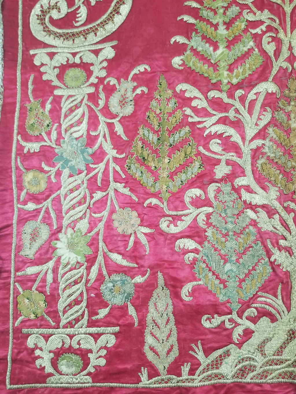 Antique Ottoman Gold Thread Embroidered Tree of Life Tapestry 190x124cm