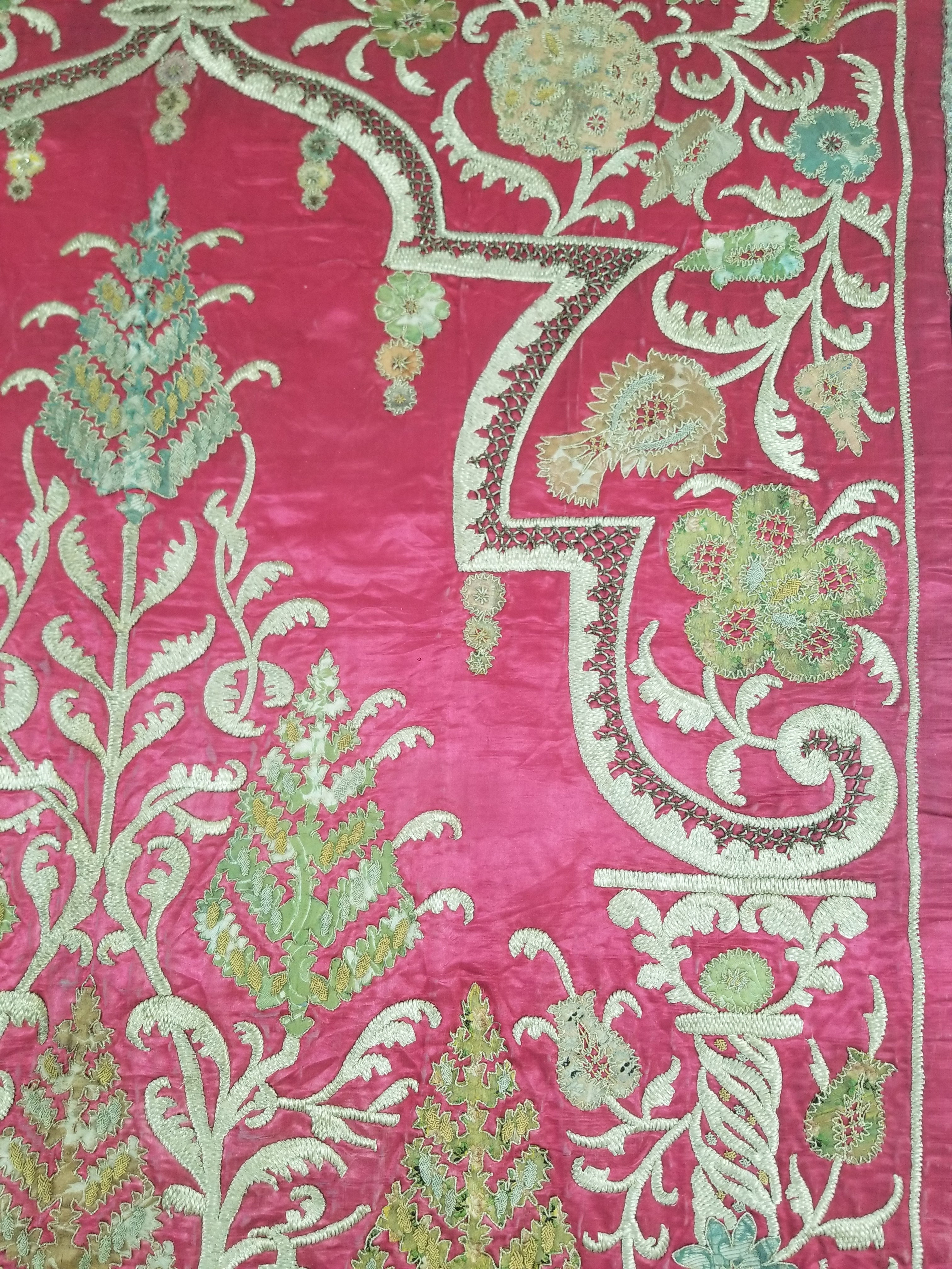 Antique Ottoman Gold Thread Embroidered Tree of Life Tapestry 190x124cm