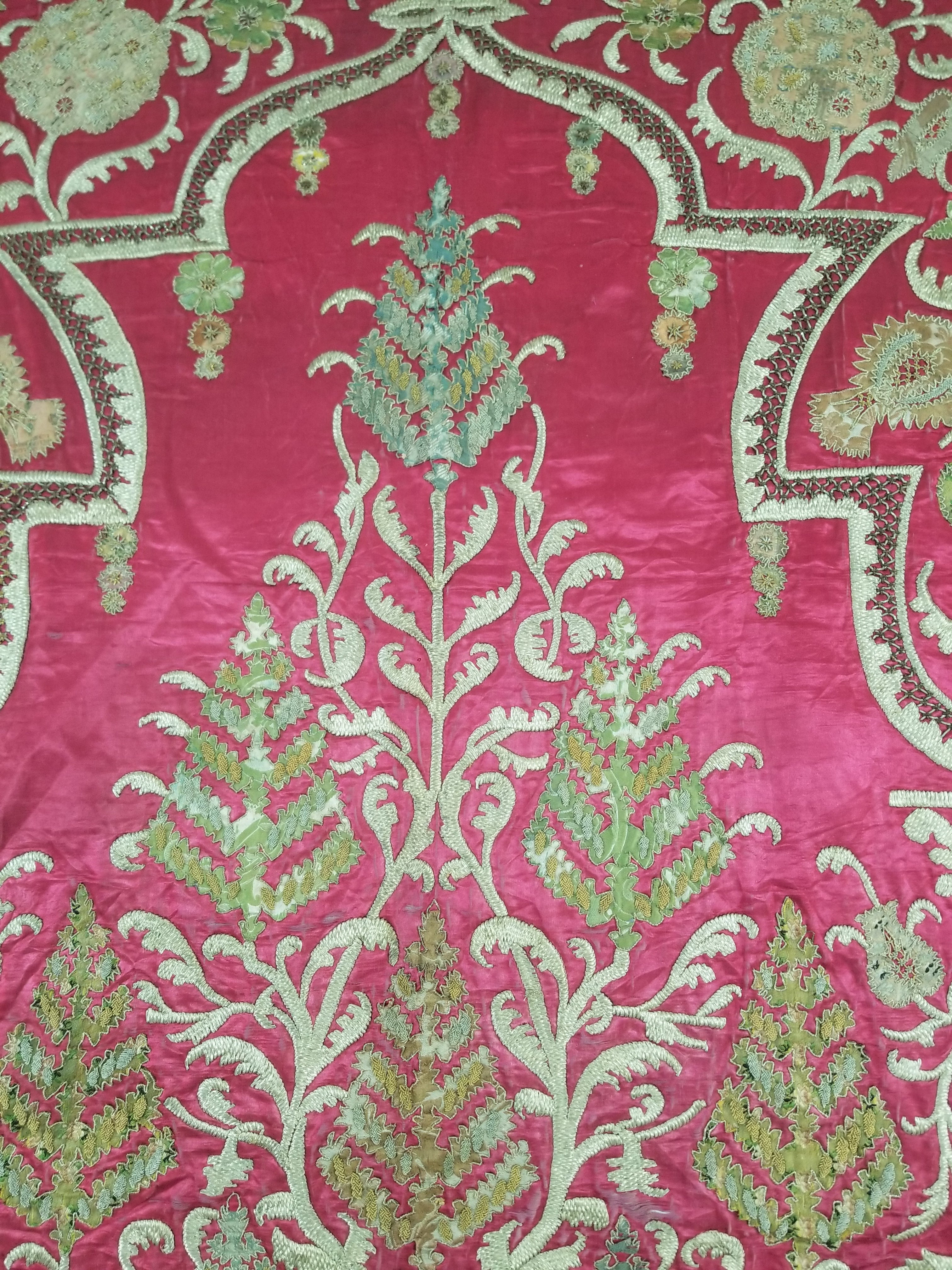 Antique Ottoman Gold Thread Embroidered Tree of Life Tapestry 190x124cm