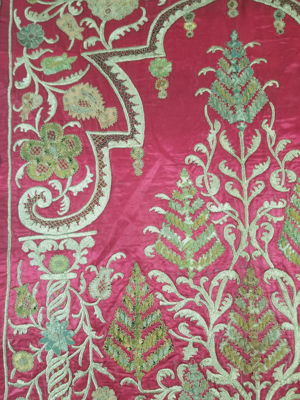 Antique Ottoman Gold Thread Embroidered Tree of Life Tapestry 190x124cm