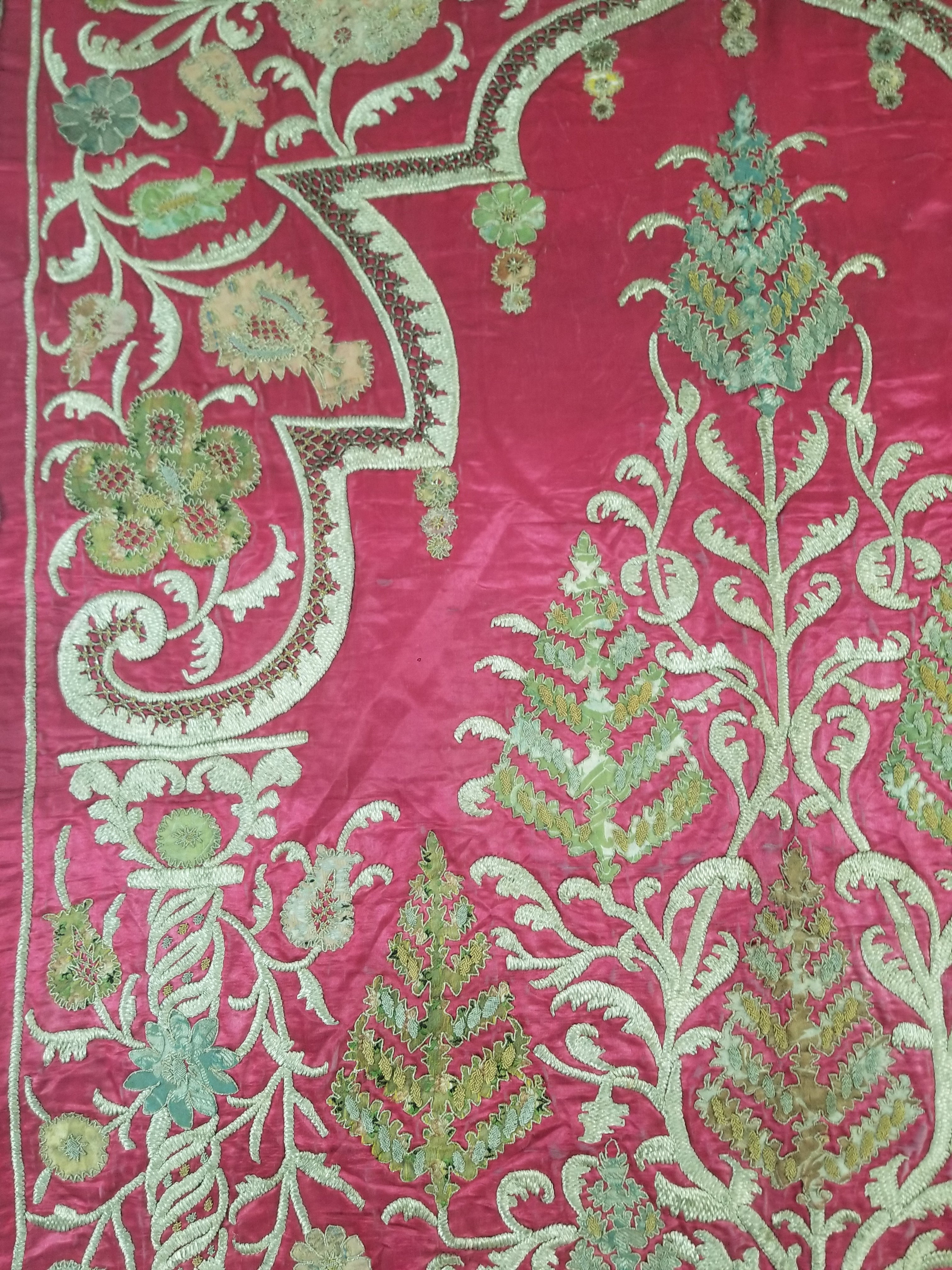 Antique Ottoman Gold Thread Embroidered Tree of Life Tapestry 190x124cm