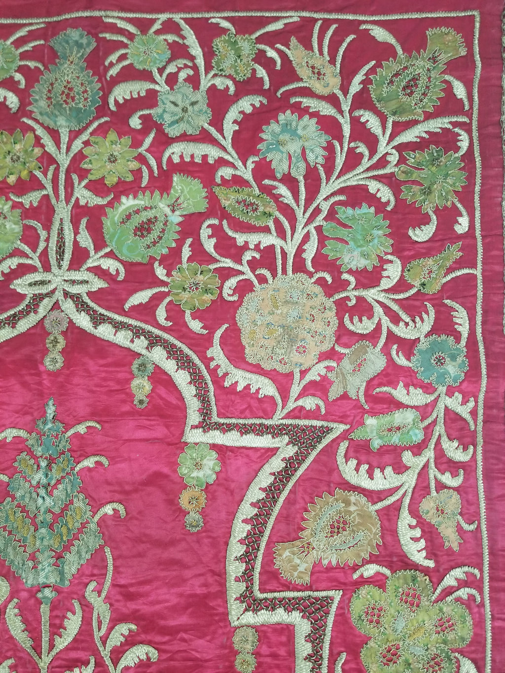 Antique Ottoman Gold Thread Embroidered Tree of Life Tapestry 190x124cm