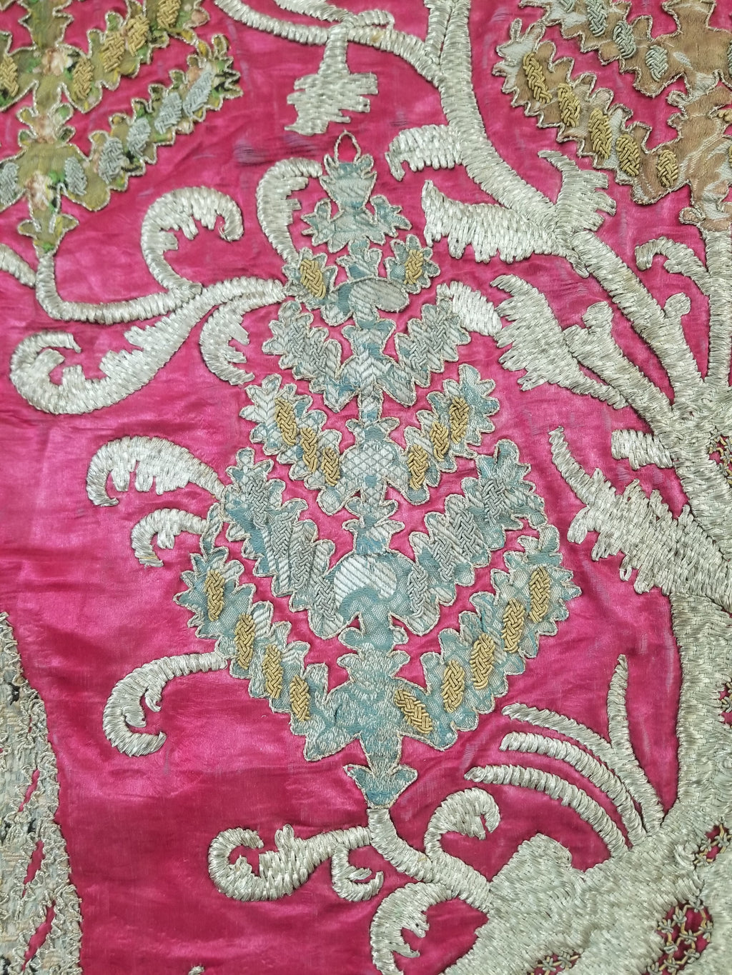 Antique Ottoman Gold Thread Embroidered Tree of Life Tapestry 190x124cm