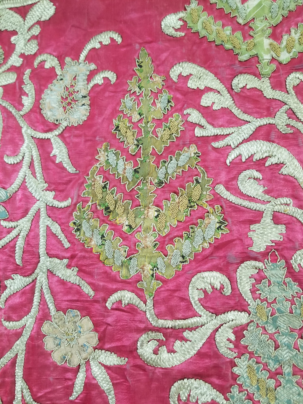 Antique Ottoman Gold Thread Embroidered Tree of Life Tapestry 190x124cm