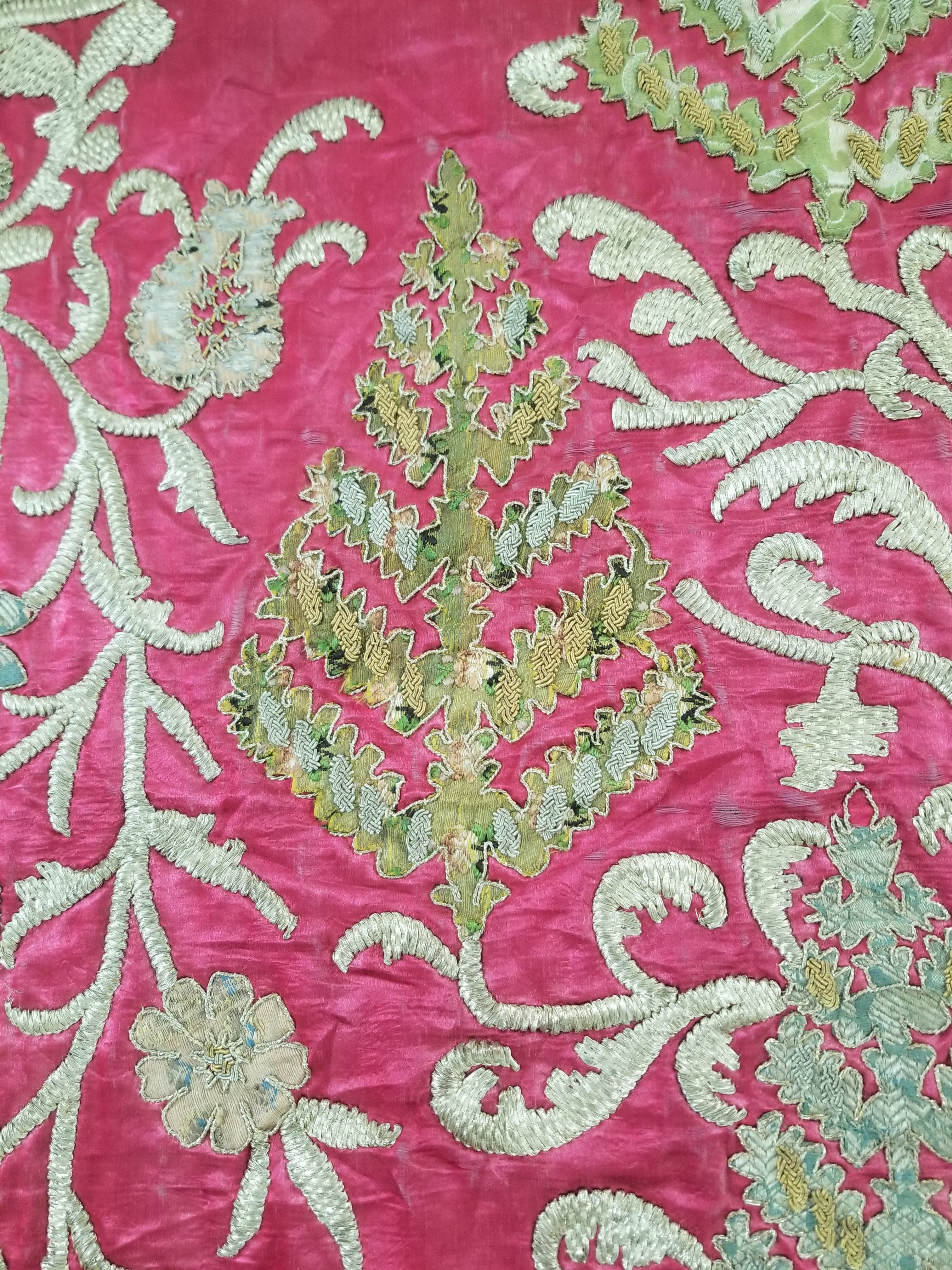 Antique Ottoman Gold Thread Embroidered Tree of Life Tapestry 190x124cm