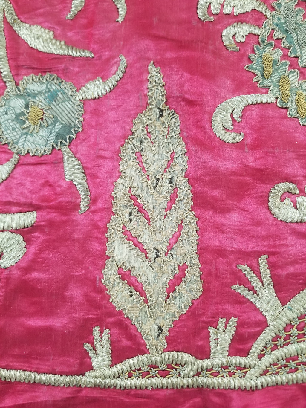Antique Ottoman Gold Thread Embroidered Tree of Life Tapestry 190x124cm