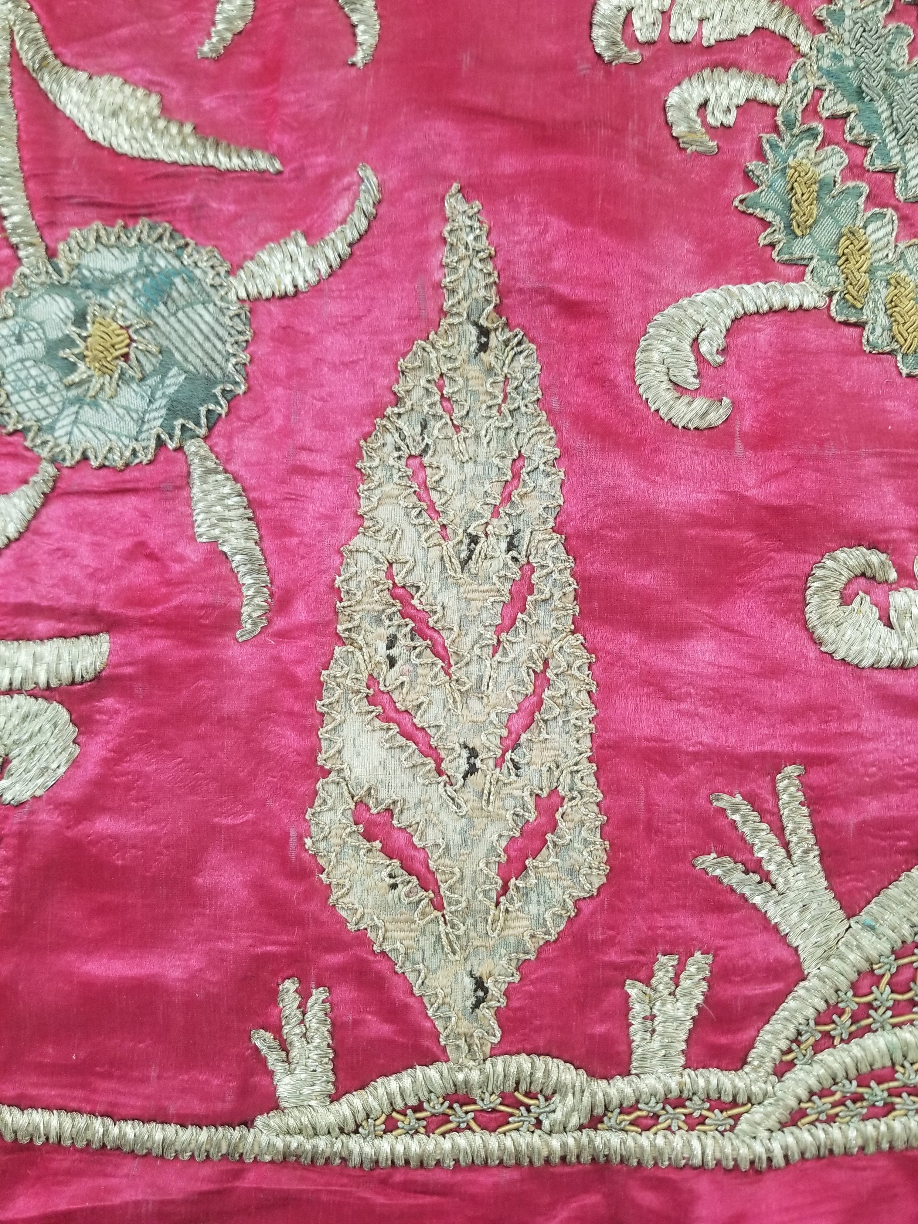 Antique Ottoman Gold Thread Embroidered Tree of Life Tapestry 190x124cm