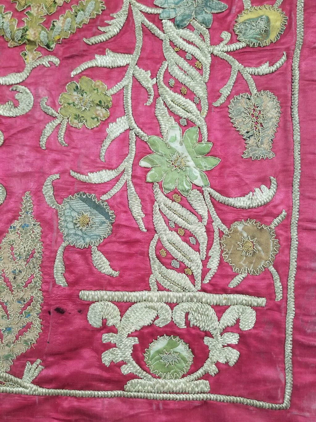 Antique Ottoman Gold Thread Embroidered Tree of Life Tapestry 190x124cm