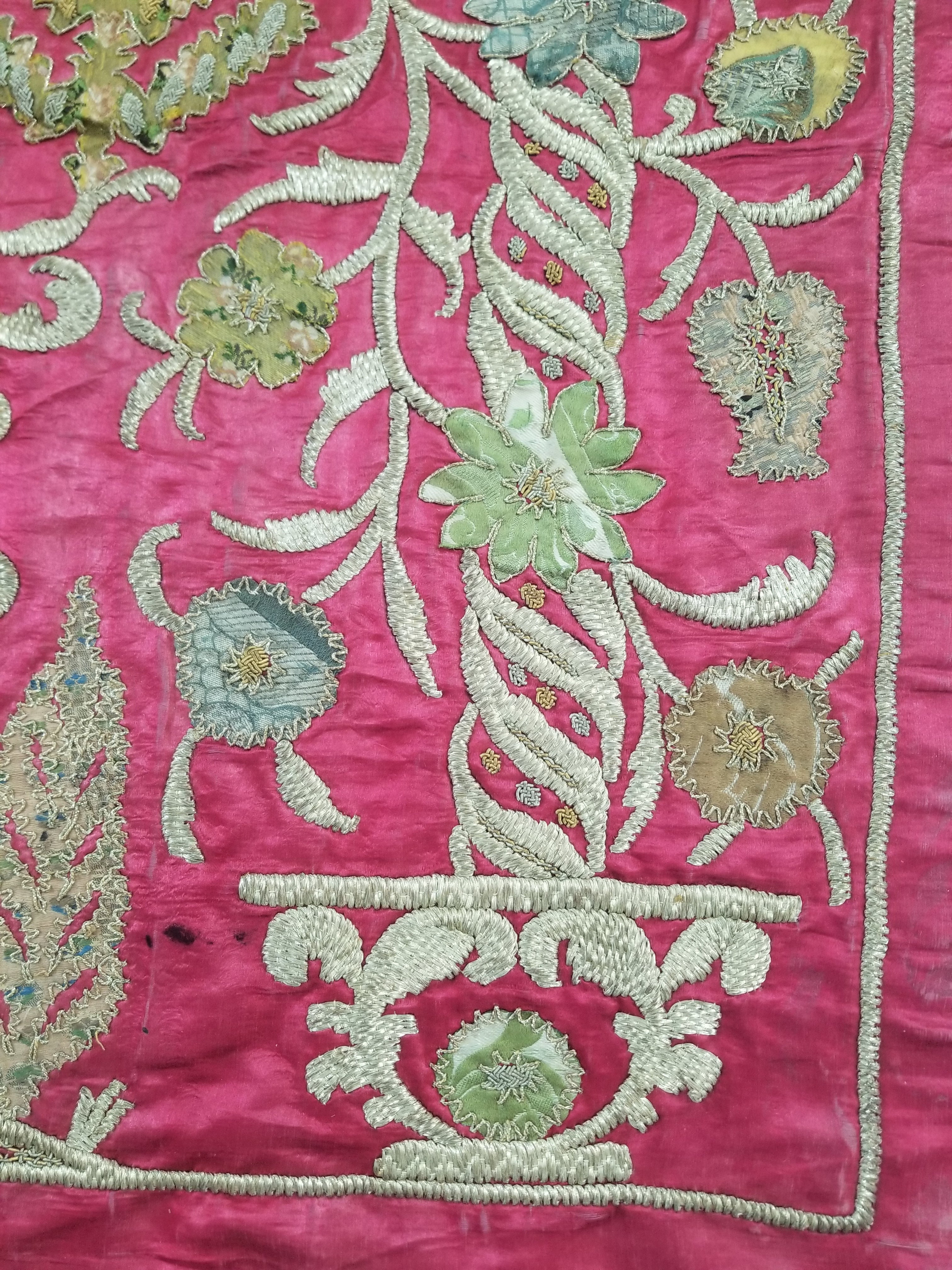 Antique Ottoman Gold Thread Embroidered Tree of Life Tapestry 190x124cm