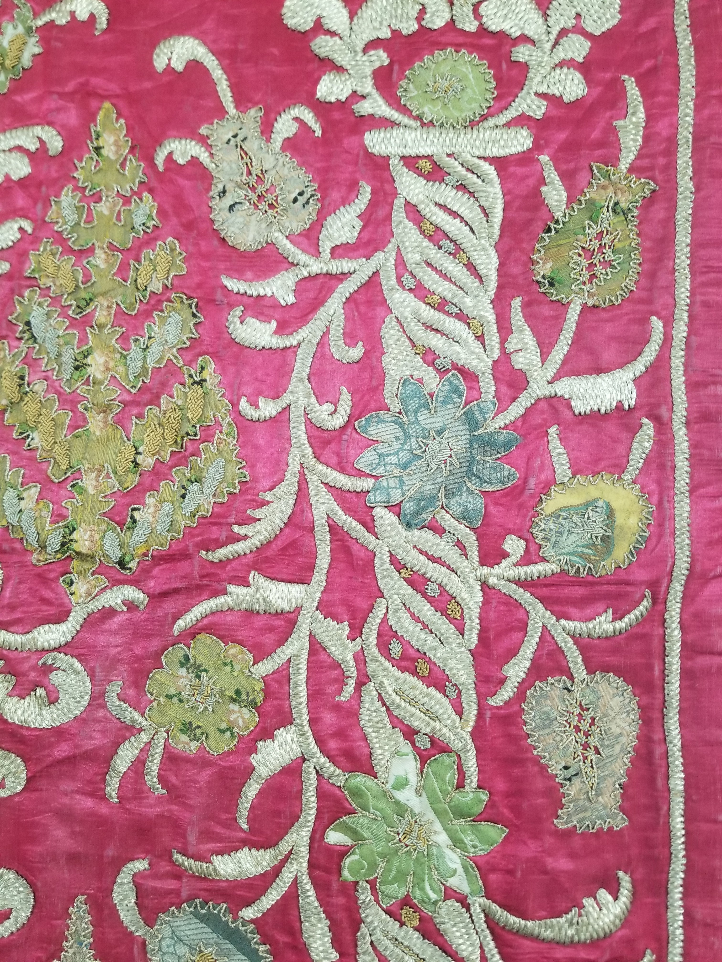Antique Ottoman Gold Thread Embroidered Tree of Life Tapestry 190x124cm