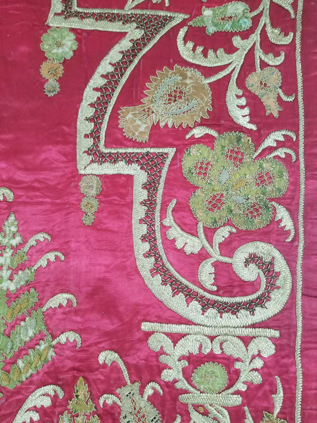 Antique Ottoman Gold Thread Embroidered Tree of Life Tapestry 190x124cm
