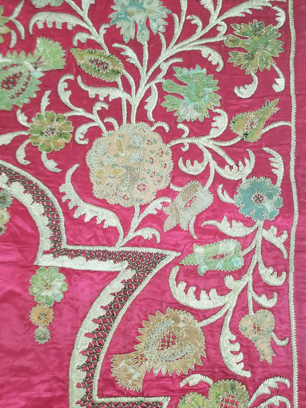 Antique Ottoman Gold Thread Embroidered Tree of Life Tapestry 190x124cm