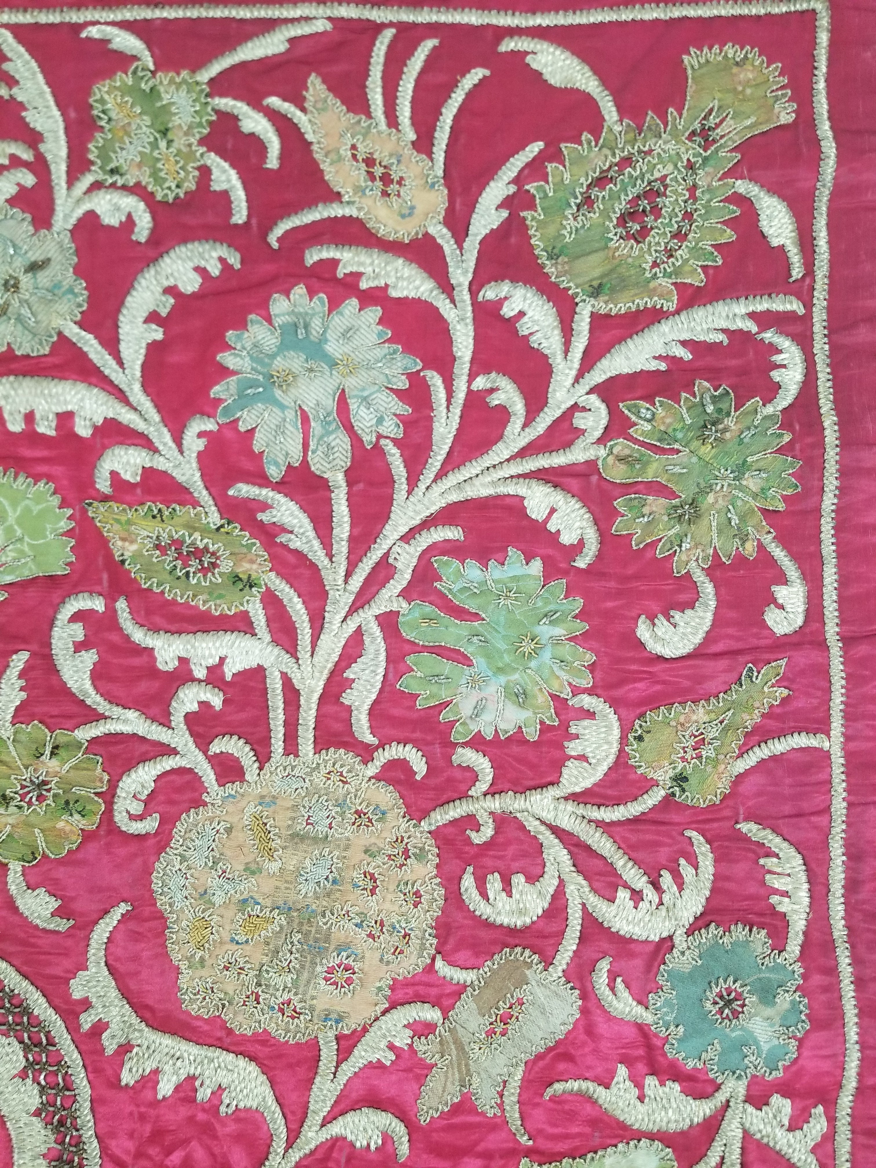 Antique Ottoman Gold Thread Embroidered Tree of Life Tapestry 190x124cm