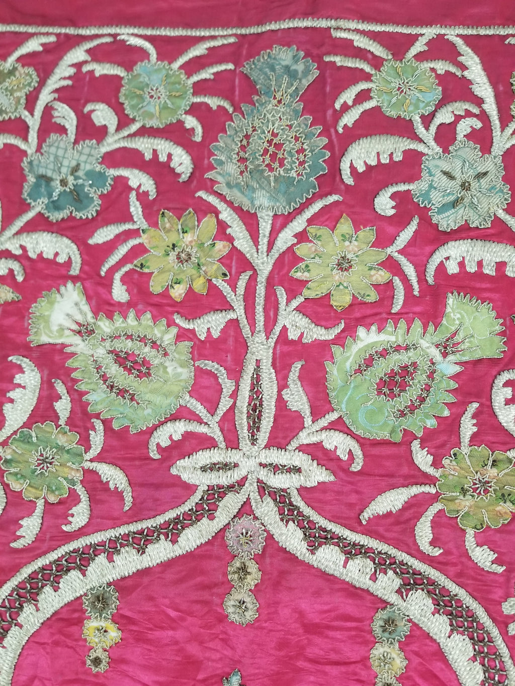 Antique Ottoman Gold Thread Embroidered Tree of Life Tapestry 190x124cm