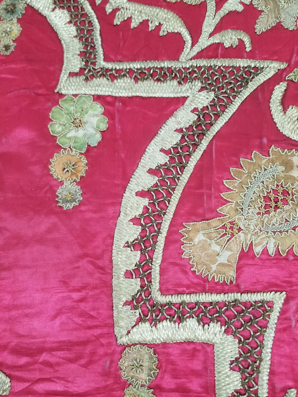 Antique Ottoman Gold Thread Embroidered Tree of Life Tapestry 190x124cm