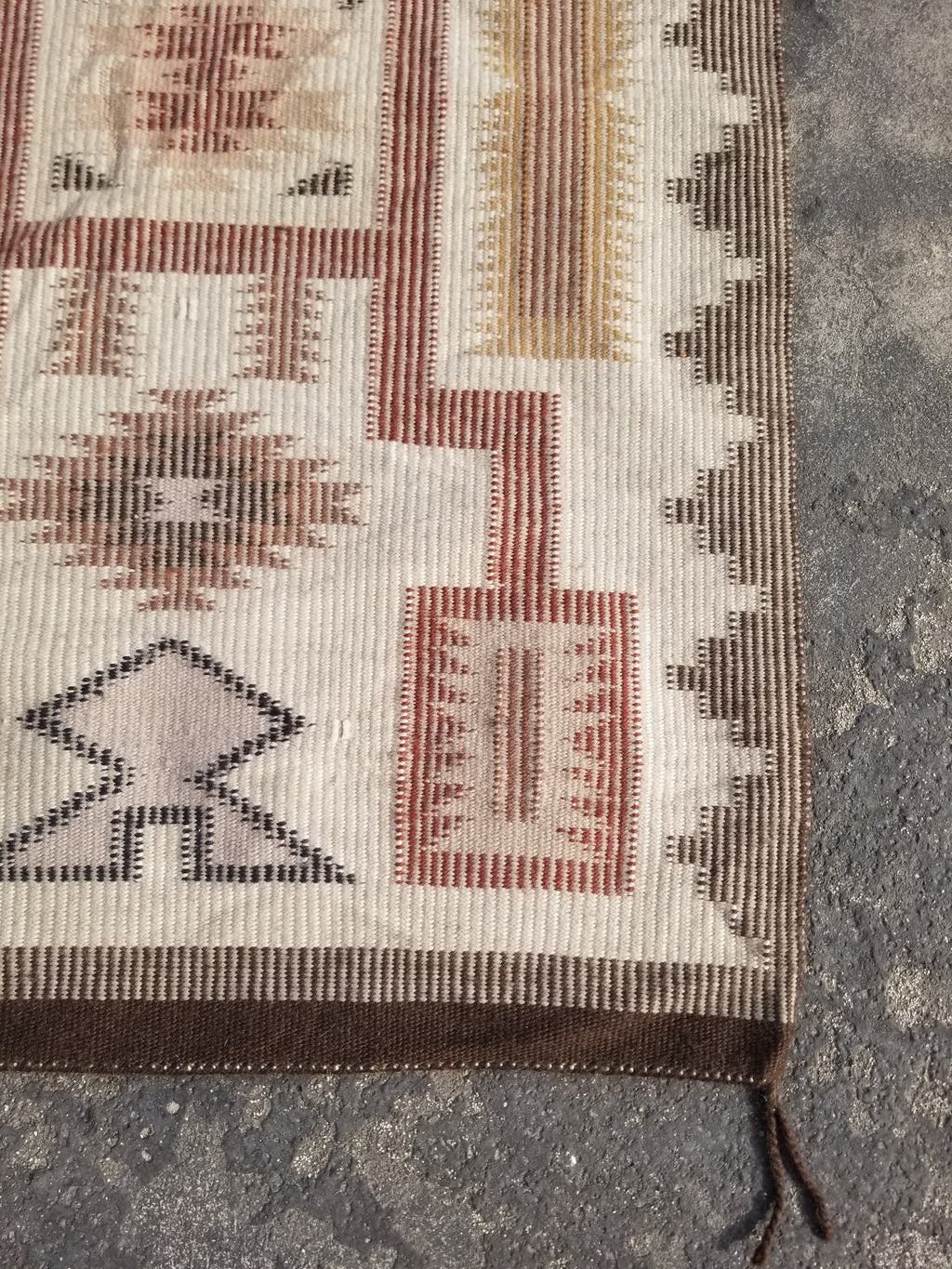 Vintage Handmade Navajo Storm Pattern Multicolor Wool Rug 64x57cm