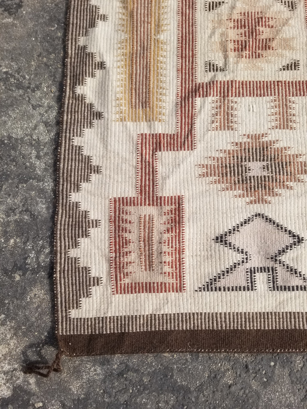 Vintage Handmade Navajo Storm Pattern Multicolor Wool Rug 64x57cm