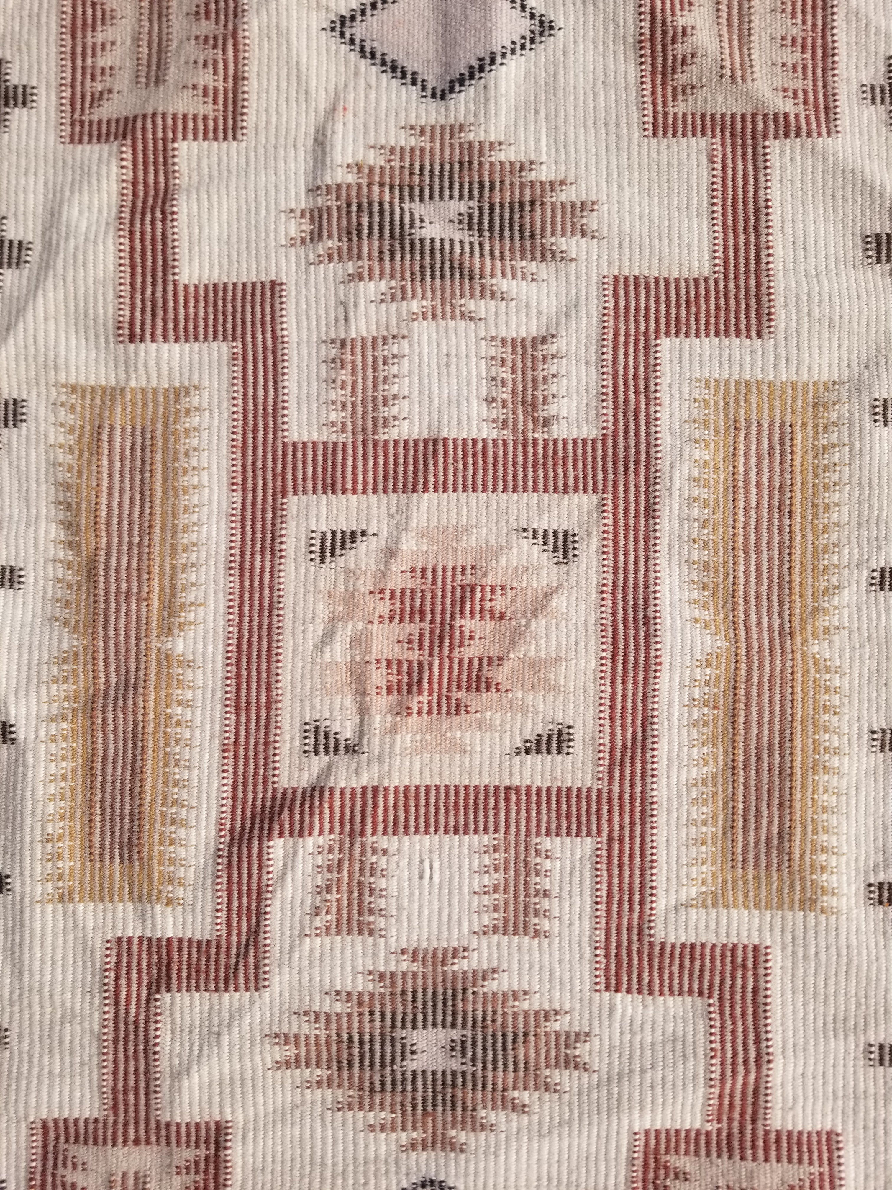 Vintage Handmade Navajo Storm Pattern Multicolor Wool Rug 64x57cm