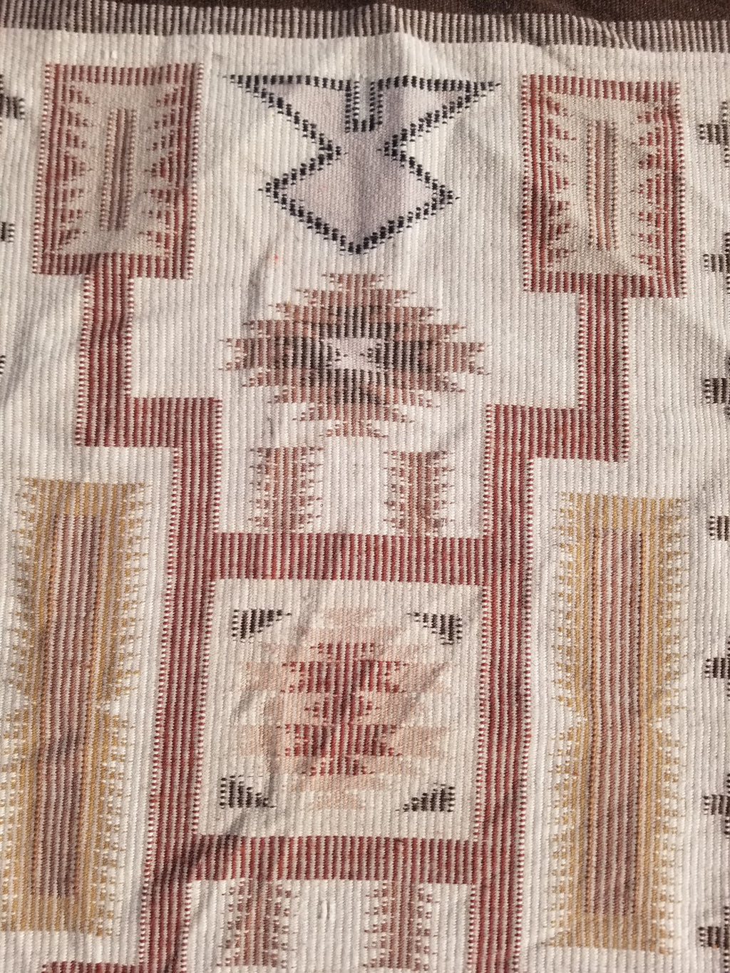 Vintage Handmade Navajo Storm Pattern Multicolor Wool Rug 64x57cm