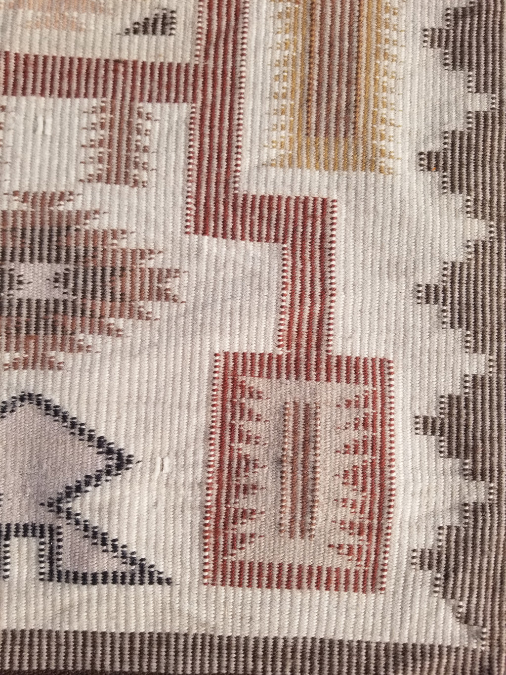 Vintage Handmade Navajo Storm Pattern Multicolor Wool Rug 64x57cm