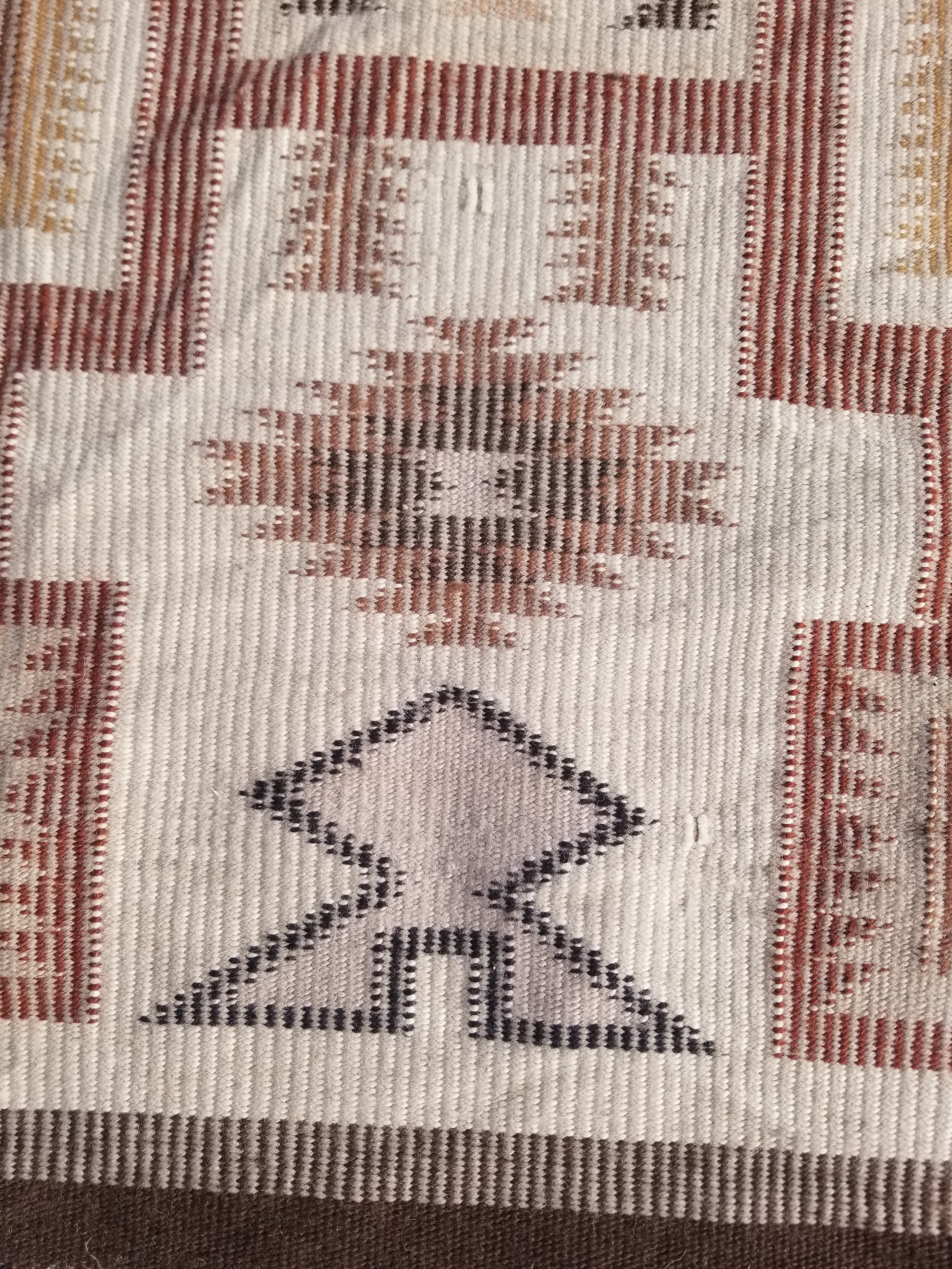 Vintage Handmade Navajo Storm Pattern Multicolor Wool Rug 64x57cm